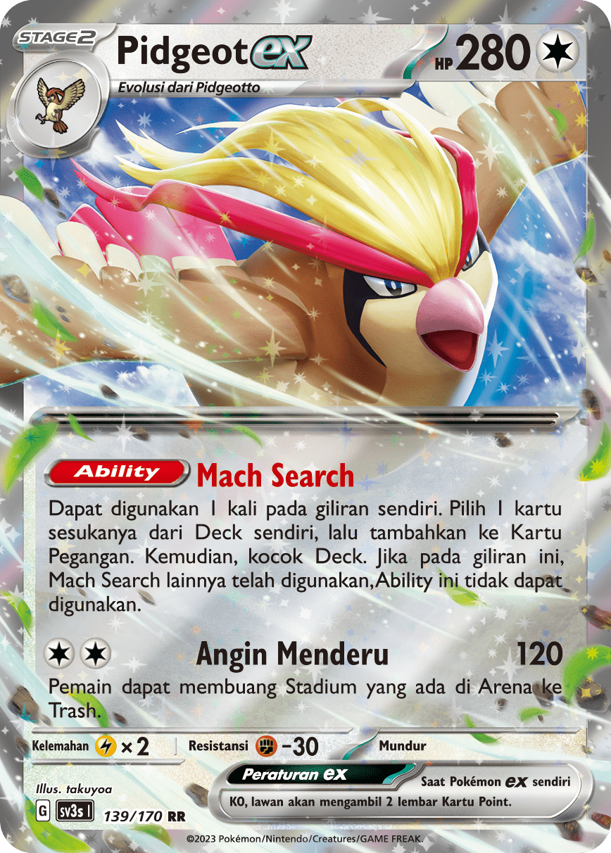 Pidgeot ex 139 — Kilau Hitam (Indonesian Pokémon TCG card)