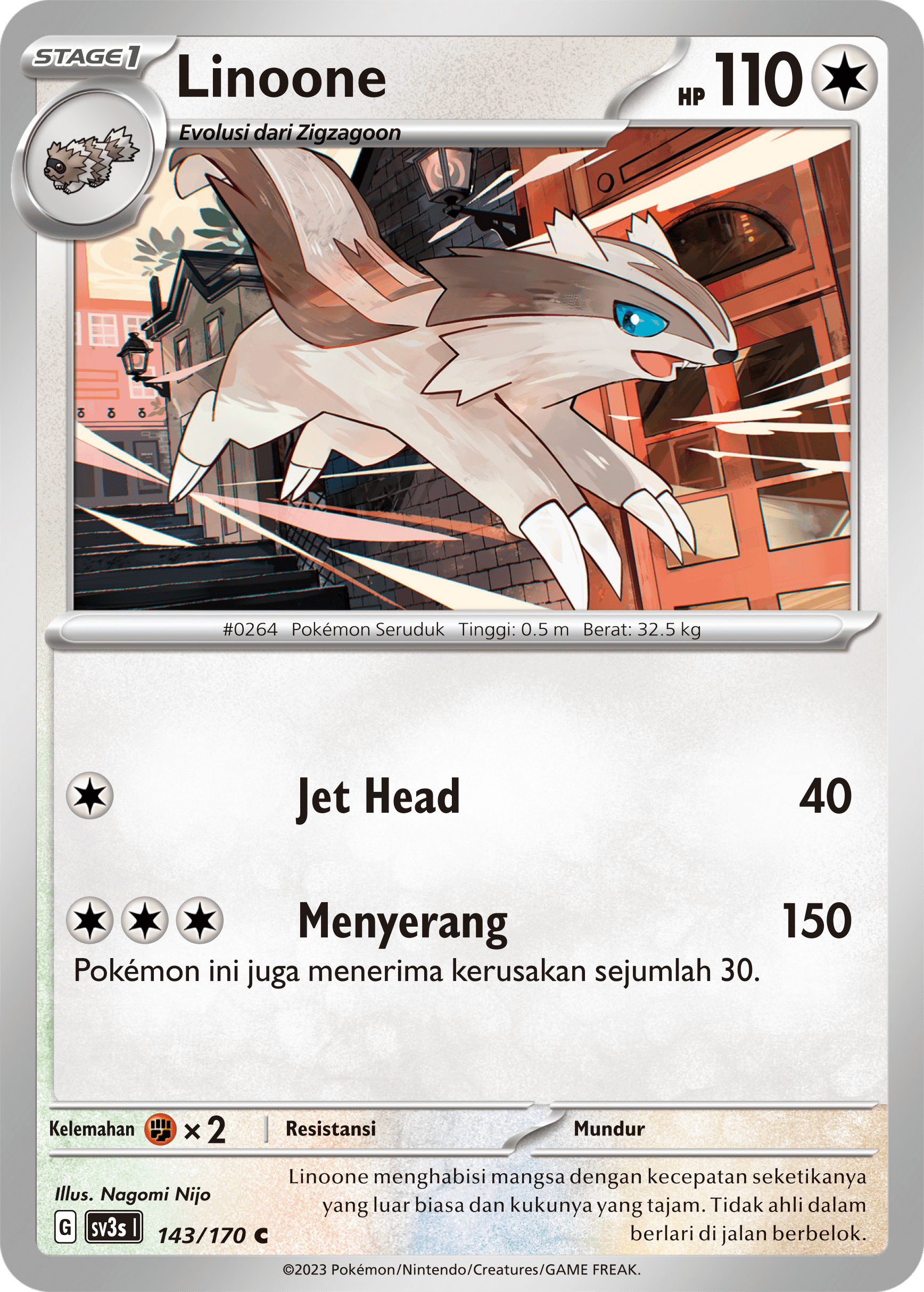 Linoone 143 — Kilau Hitam (Indonesian Pokémon TCG card)