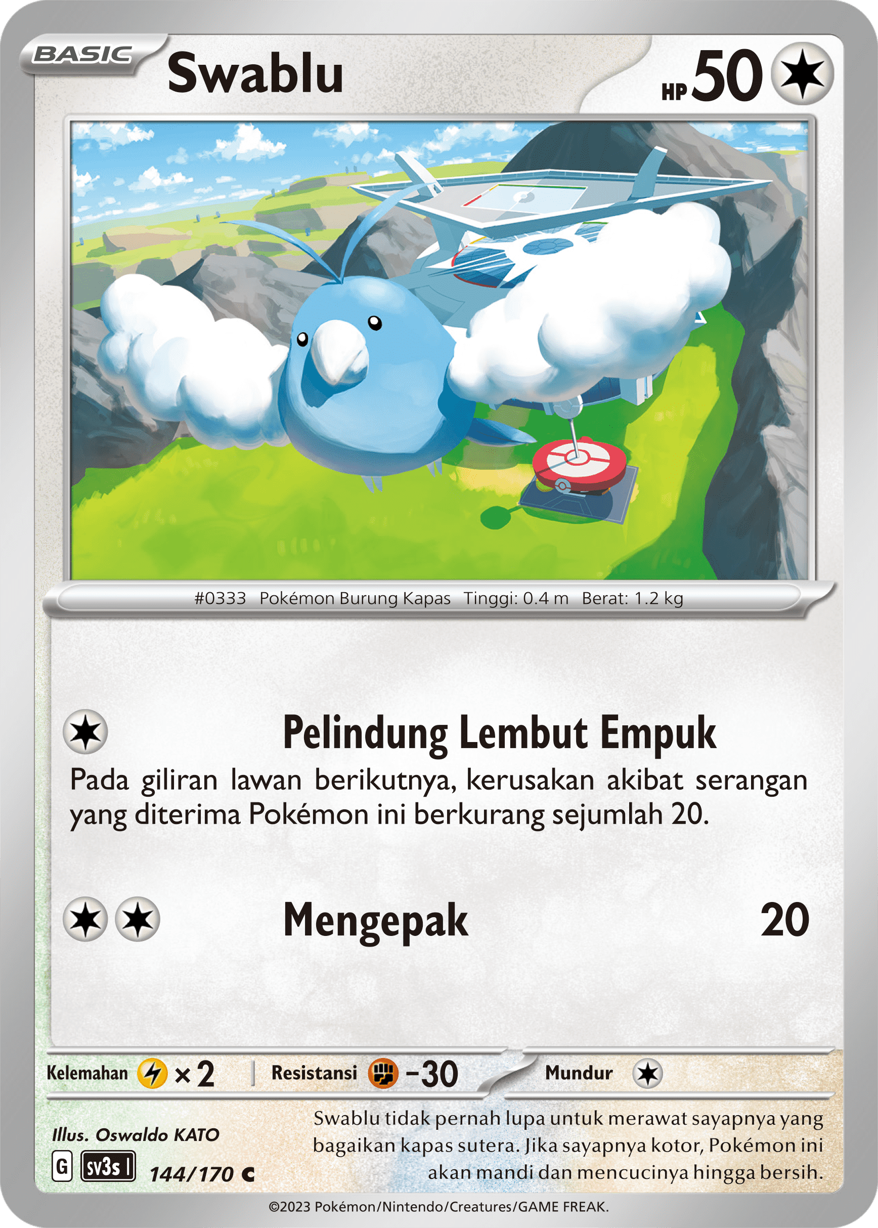 Swablu 144 — Kilau Hitam (Indonesian Pokémon TCG card)