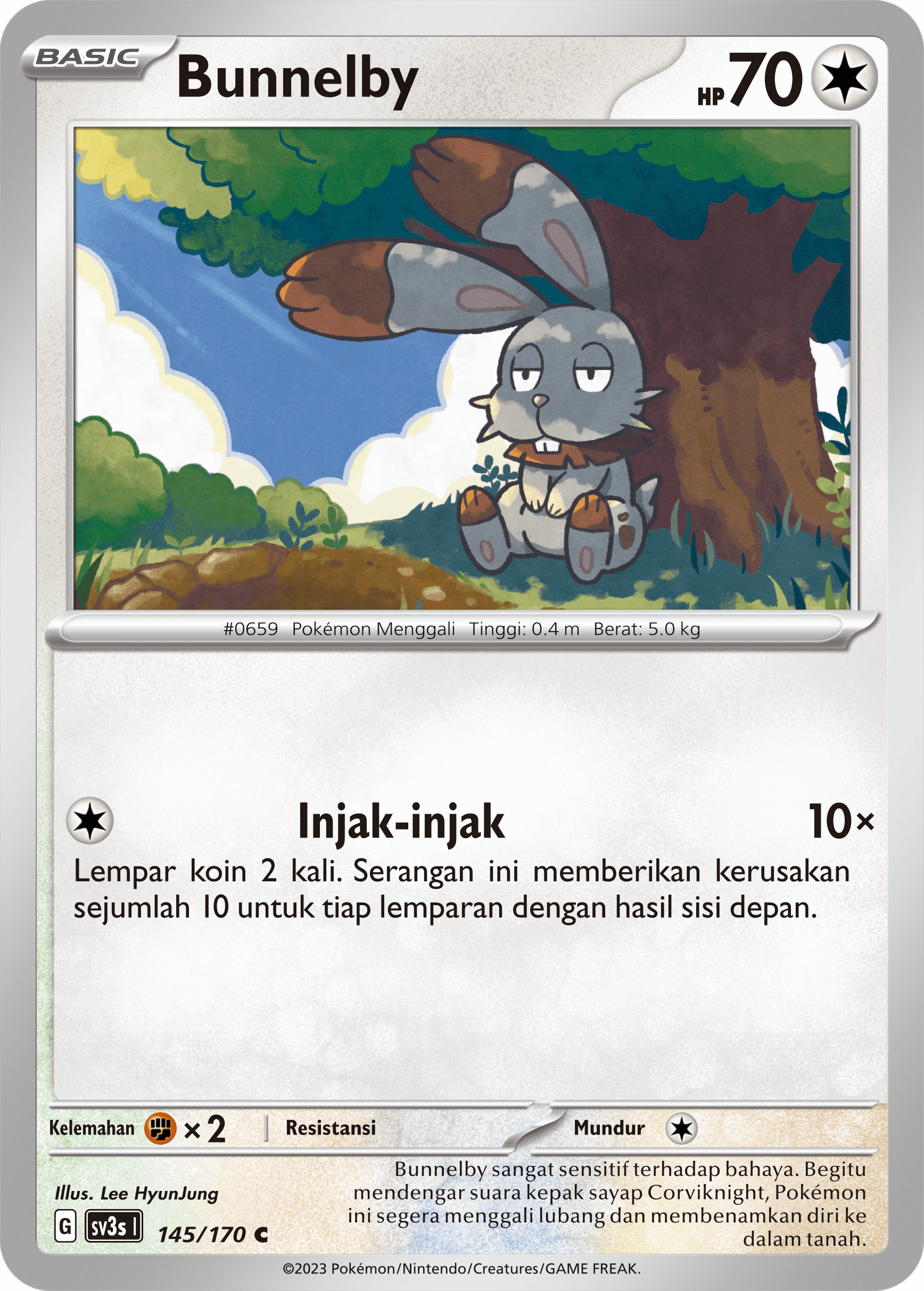 Bunnelby 145 — Kilau Hitam (Indonesian Pokémon TCG card)