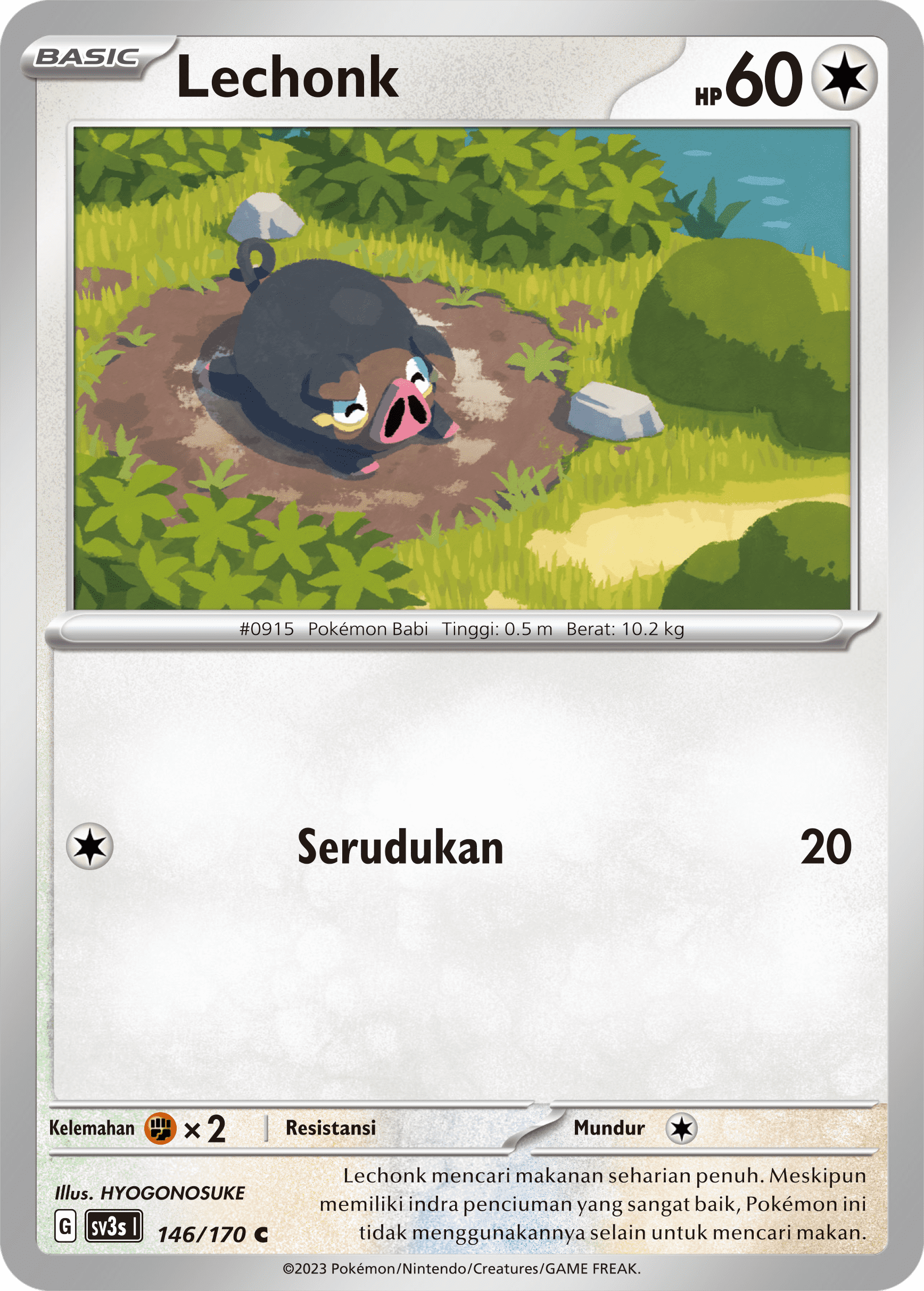Lechonk 146 — Kilau Hitam (Indonesian Pokémon TCG card)