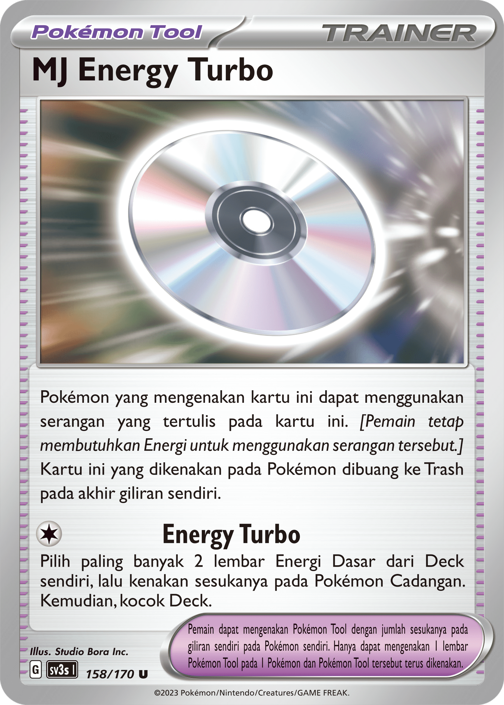 MJ Energy Turbo 158 — Kilau Hitam (Indonesian Pokémon TCG card)
