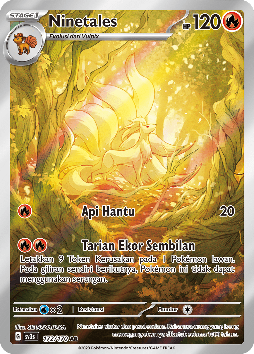 Ninetales 172 — Kilau Hitam (Indonesian Pokémon TCG card)