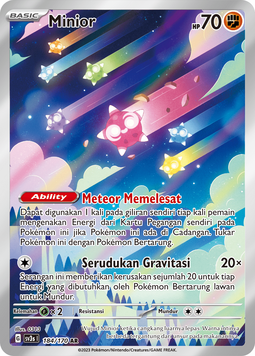 Minior 184 — Kilau Hitam (Indonesian Pokémon TCG card)