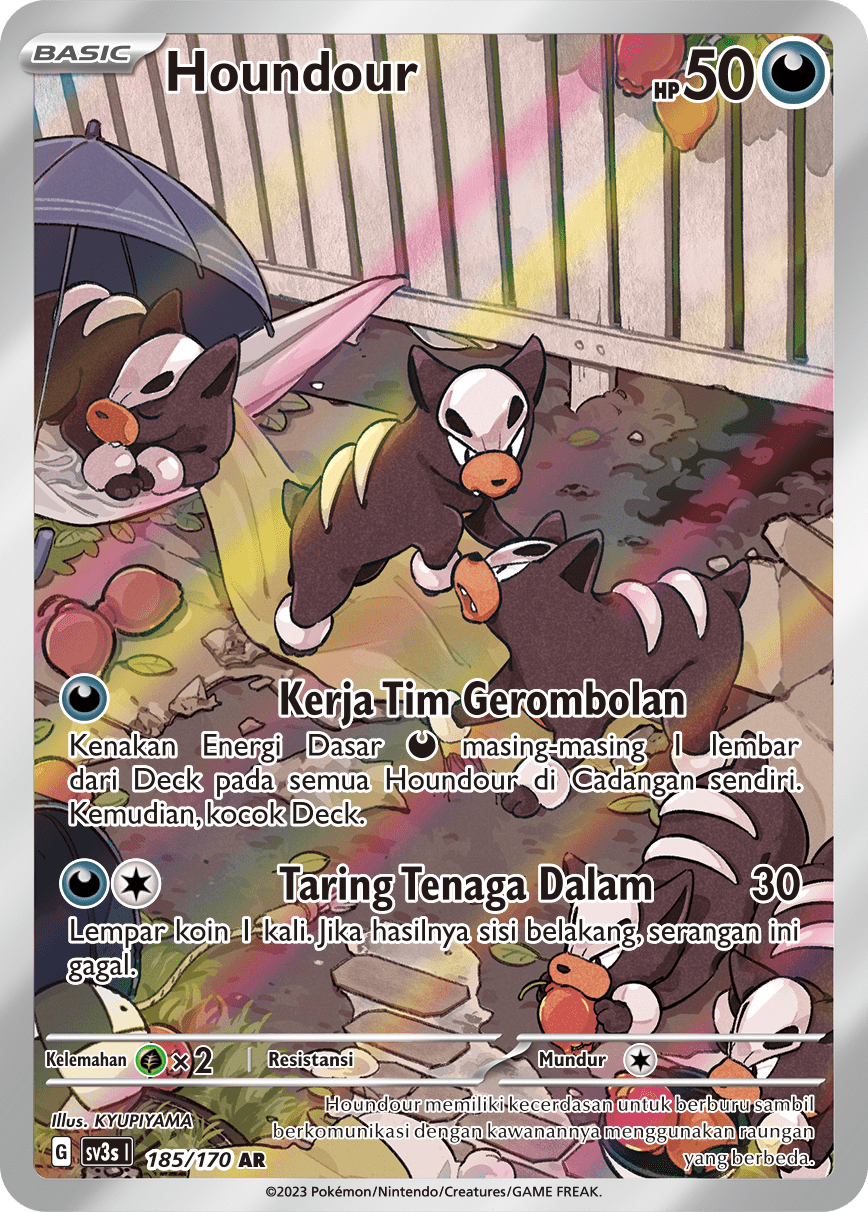 Houndour 185 — Kilau Hitam (Indonesian Pokémon TCG card)