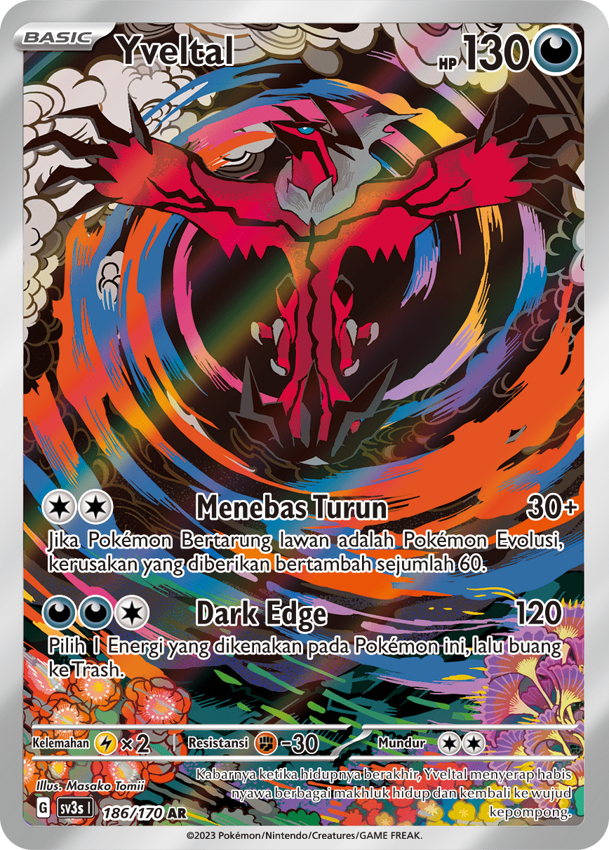 Yveltal 186 — Kilau Hitam (Indonesian Pokémon TCG card)