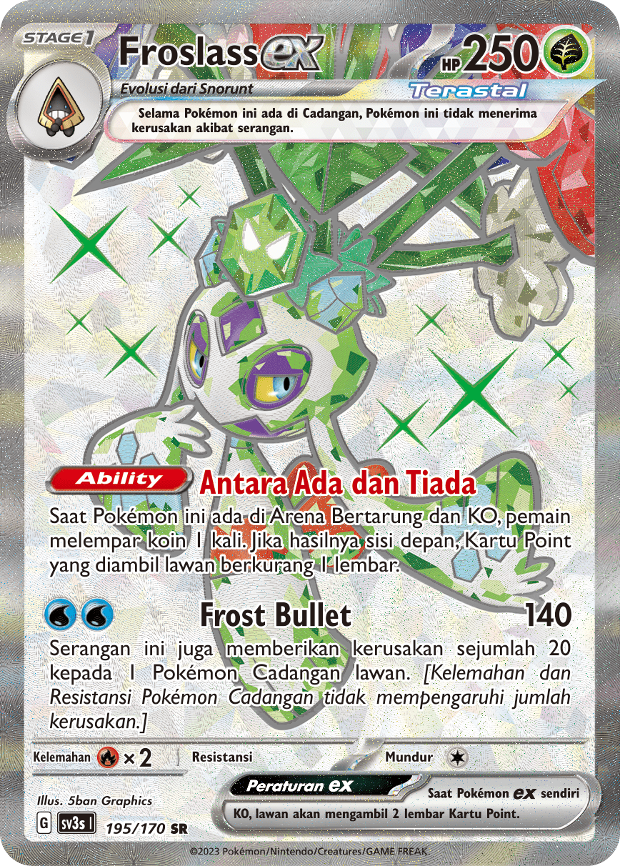 Froslass ex 195 — Kilau Hitam (Indonesian Pokémon TCG card)