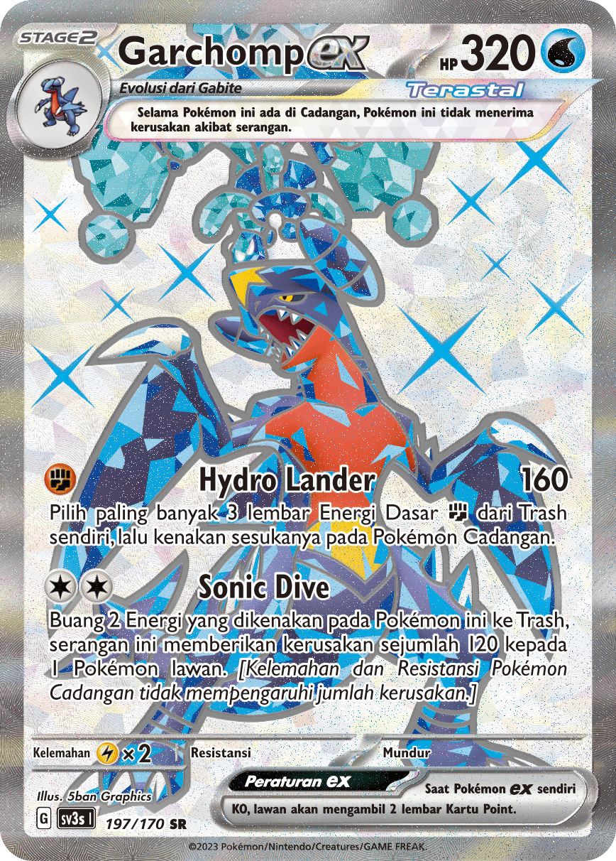 Garchomp ex 197 — Kilau Hitam (Indonesian Pokémon TCG card)