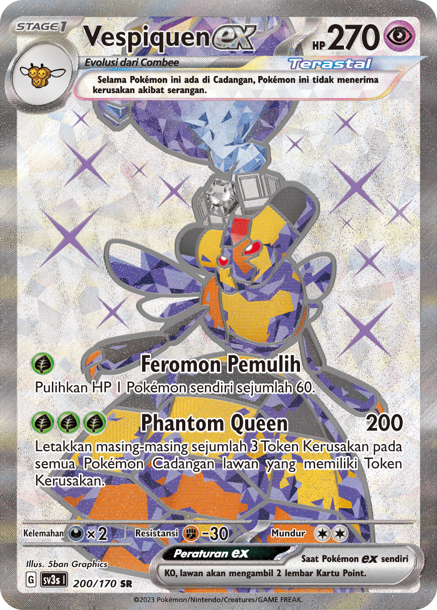 Vespiquen ex 200 — Kilau Hitam (Indonesian Pokémon TCG card)