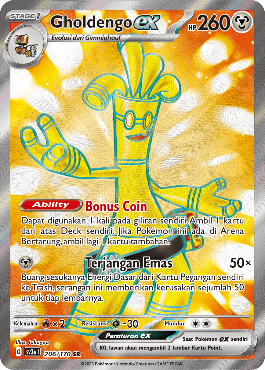 Gholdengo ex 206 — Kilau Hitam (Indonesian Pokémon TCG card)