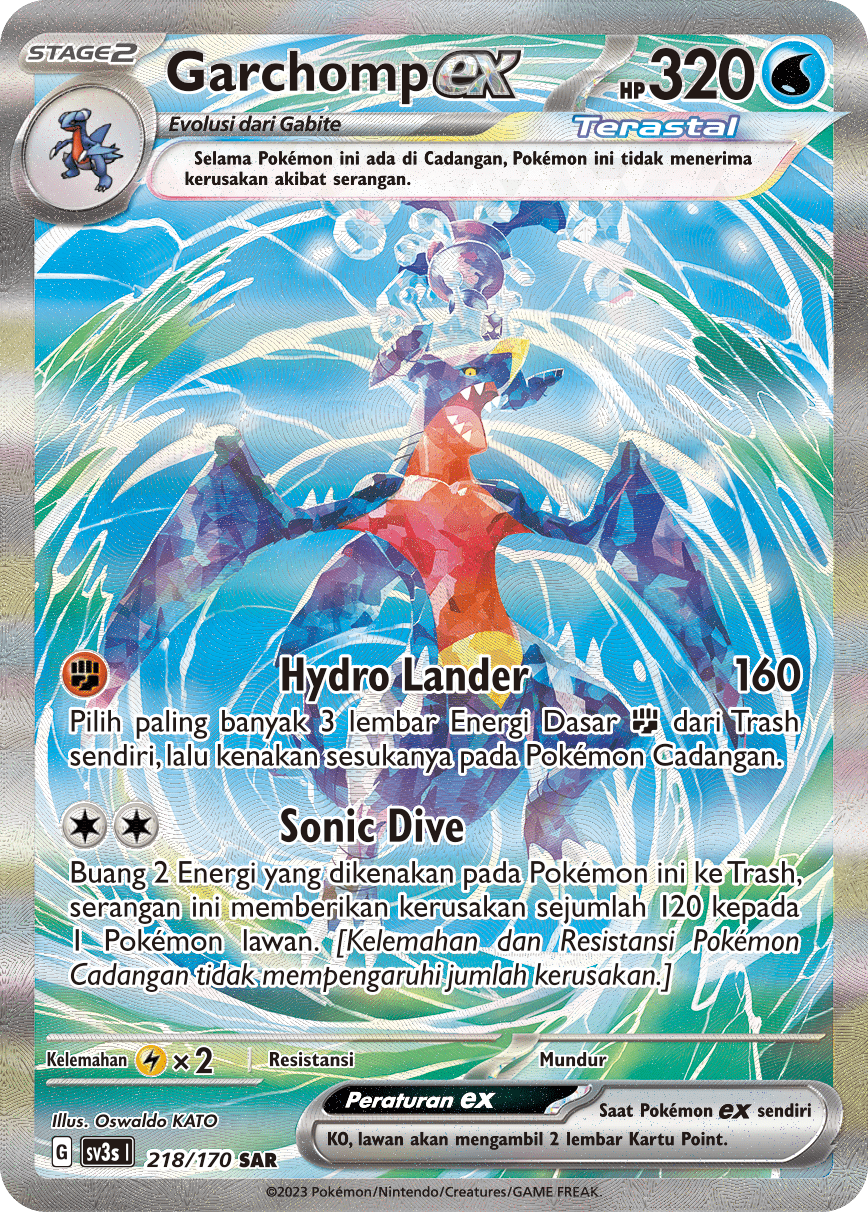 Garchomp ex 218 — Kilau Hitam (Indonesian Pokémon TCG card)