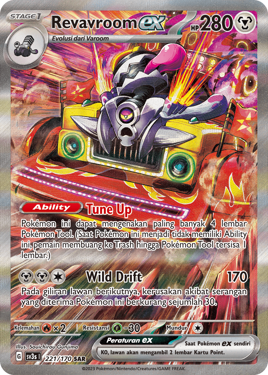 Revavroom ex 221 — Kilau Hitam (Indonesian Pokémon TCG card)
