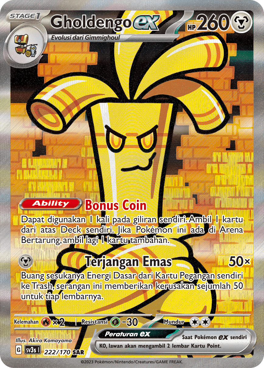 Gholdengo ex 222 — Kilau Hitam (Indonesian Pokémon TCG card)