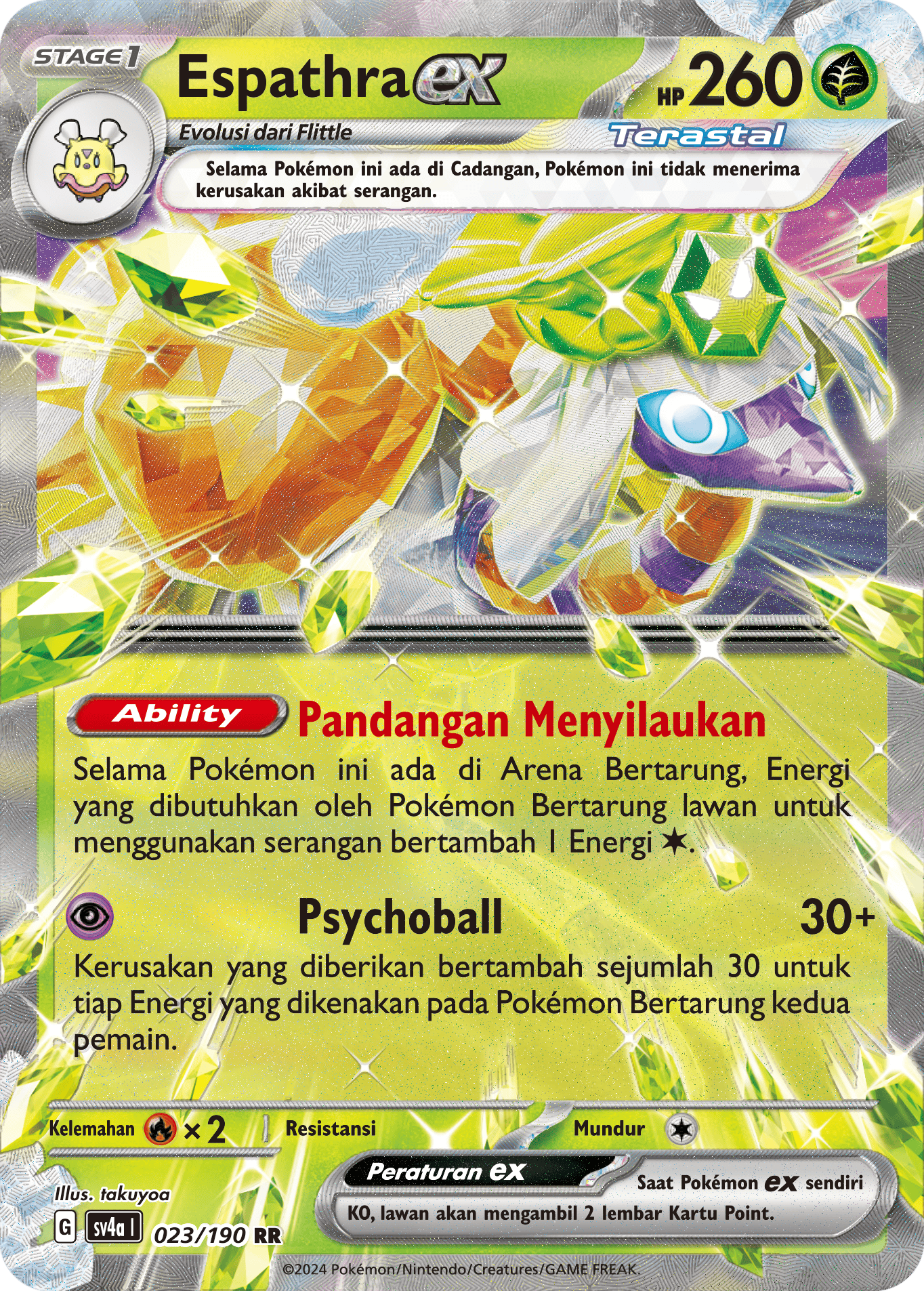 Espathra ex 023 — Harta Berkilau ex (Indonesian Pokémon TCG card)