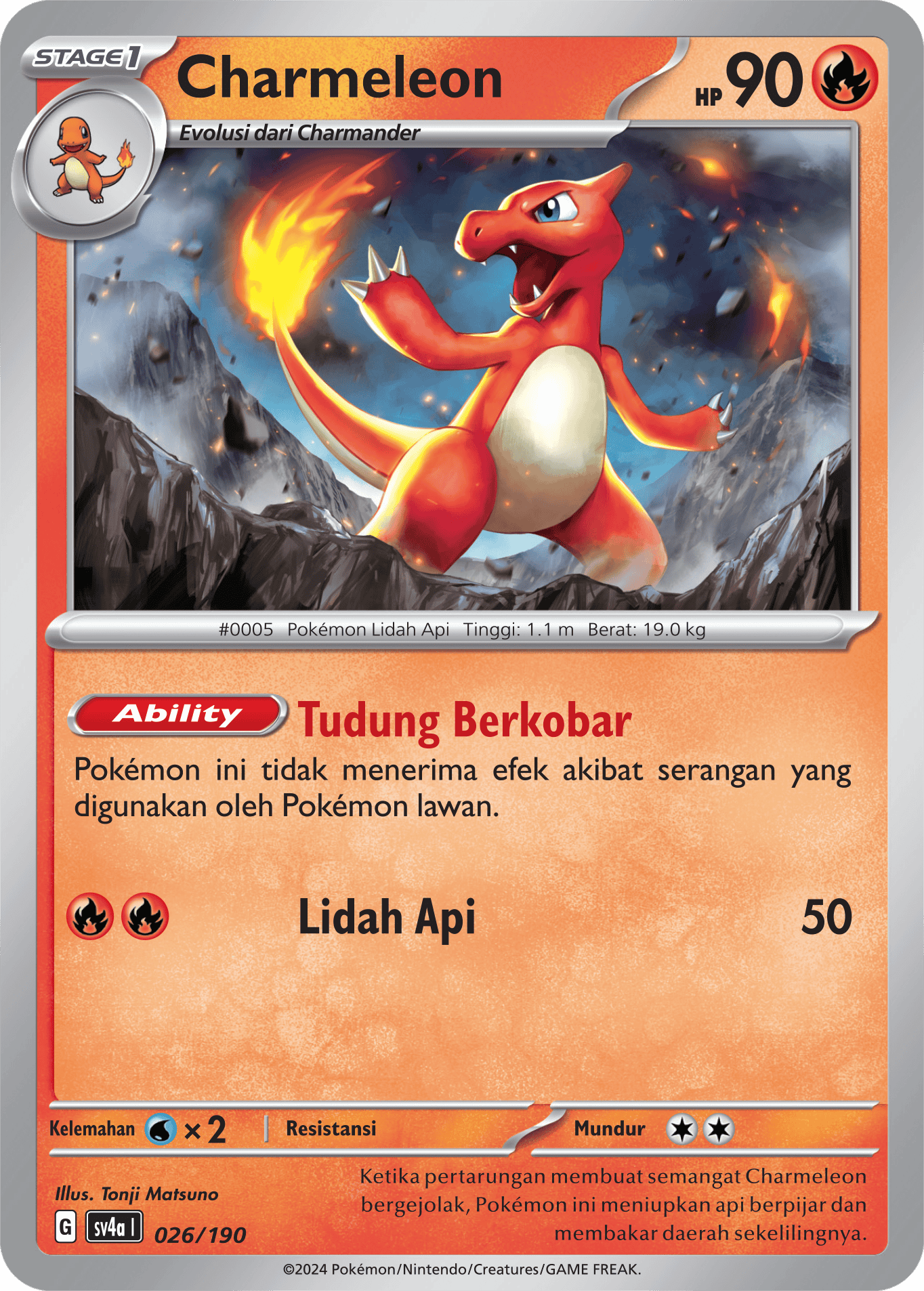 Charmeleon 026 — Harta Berkilau ex (Indonesian Pokémon TCG card)