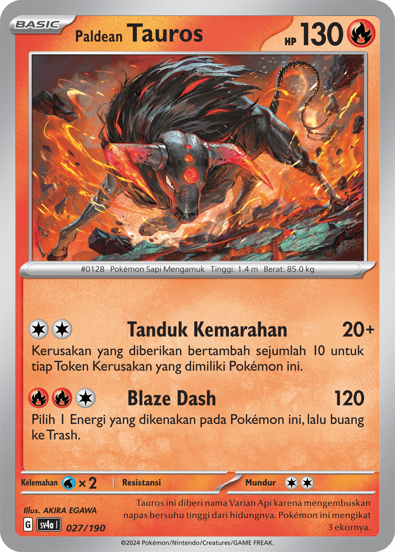 Paldean Tauros 027 — Harta Berkilau ex (Indonesian Pokémon TCG card)