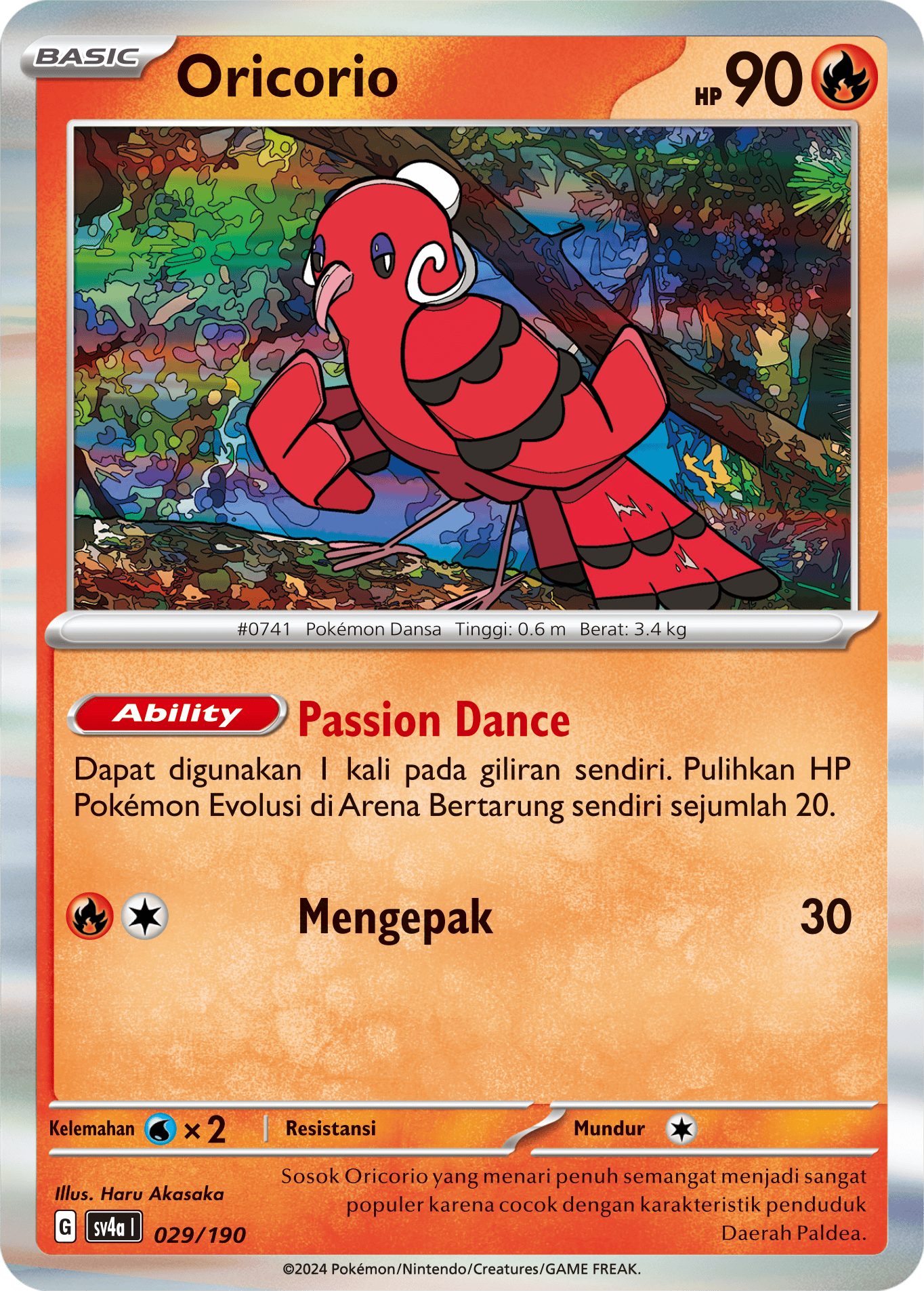 Oricorio 029 — Harta Berkilau ex (Indonesian Pokémon TCG card)