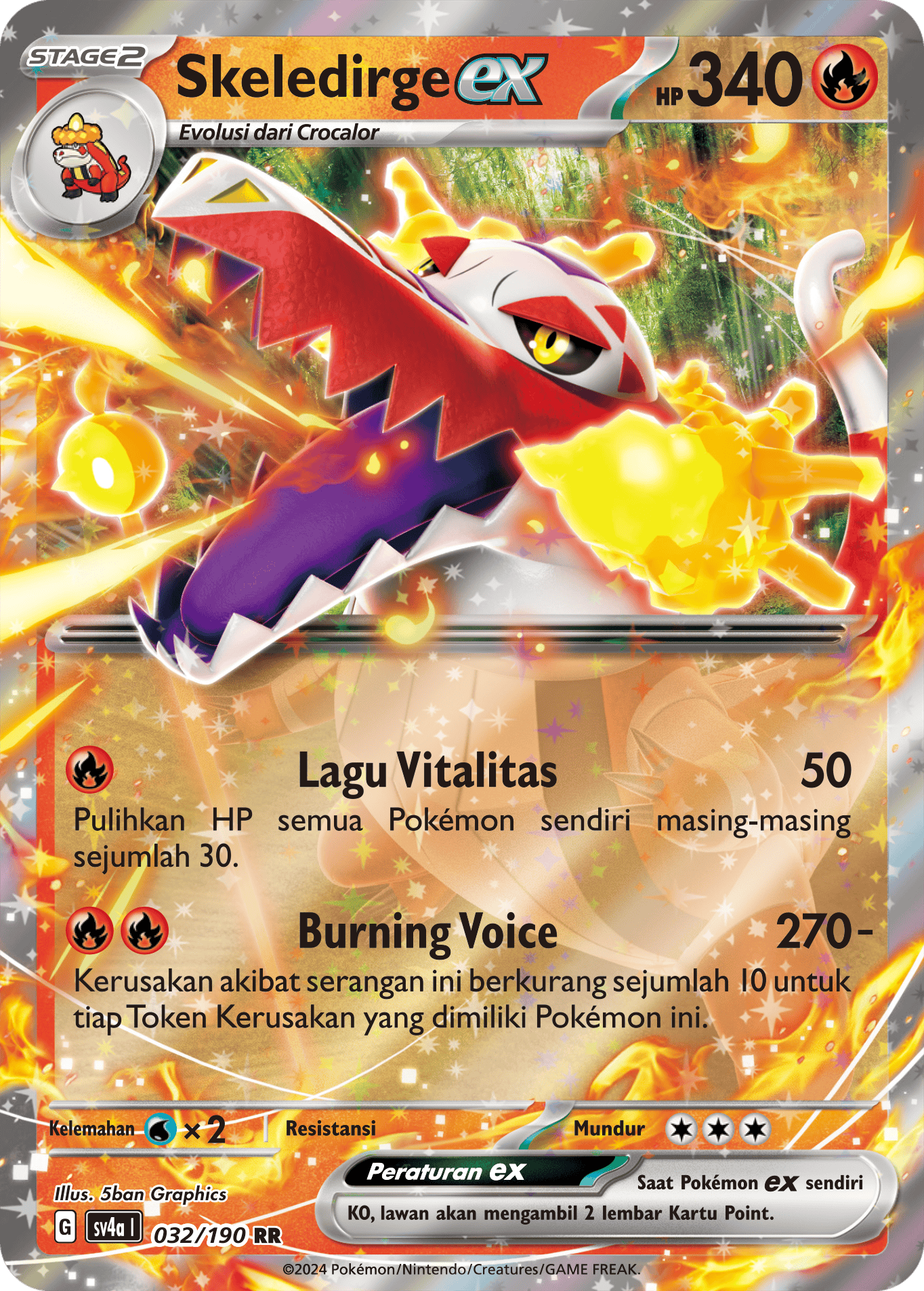 Skeledirge ex 032 — Harta Berkilau ex (Indonesian Pokémon TCG card)