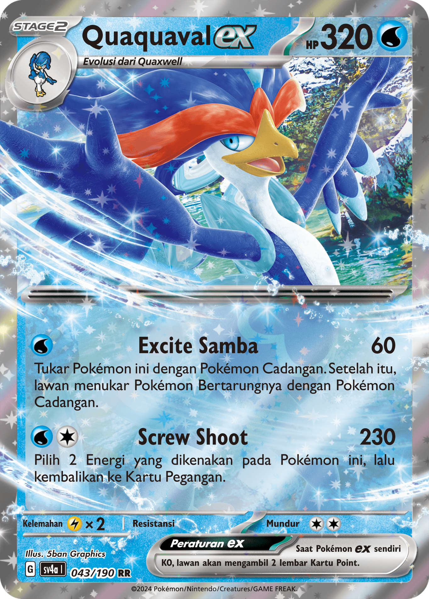 Quaquaval ex 043 — Harta Berkilau ex (Indonesian Pokémon TCG card)