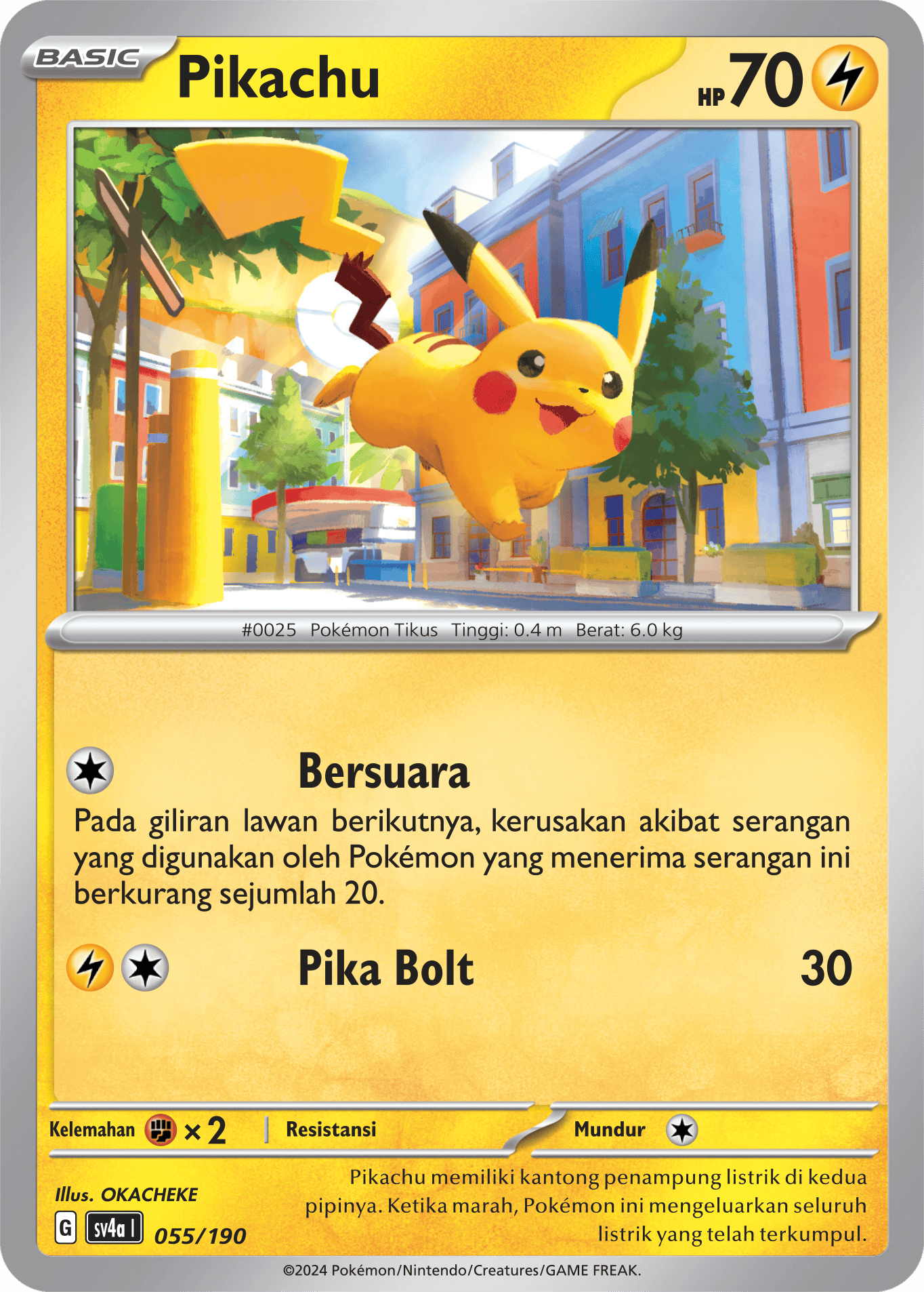 Pikachu 055 — Harta Berkilau ex (Indonesian Pokémon TCG card)