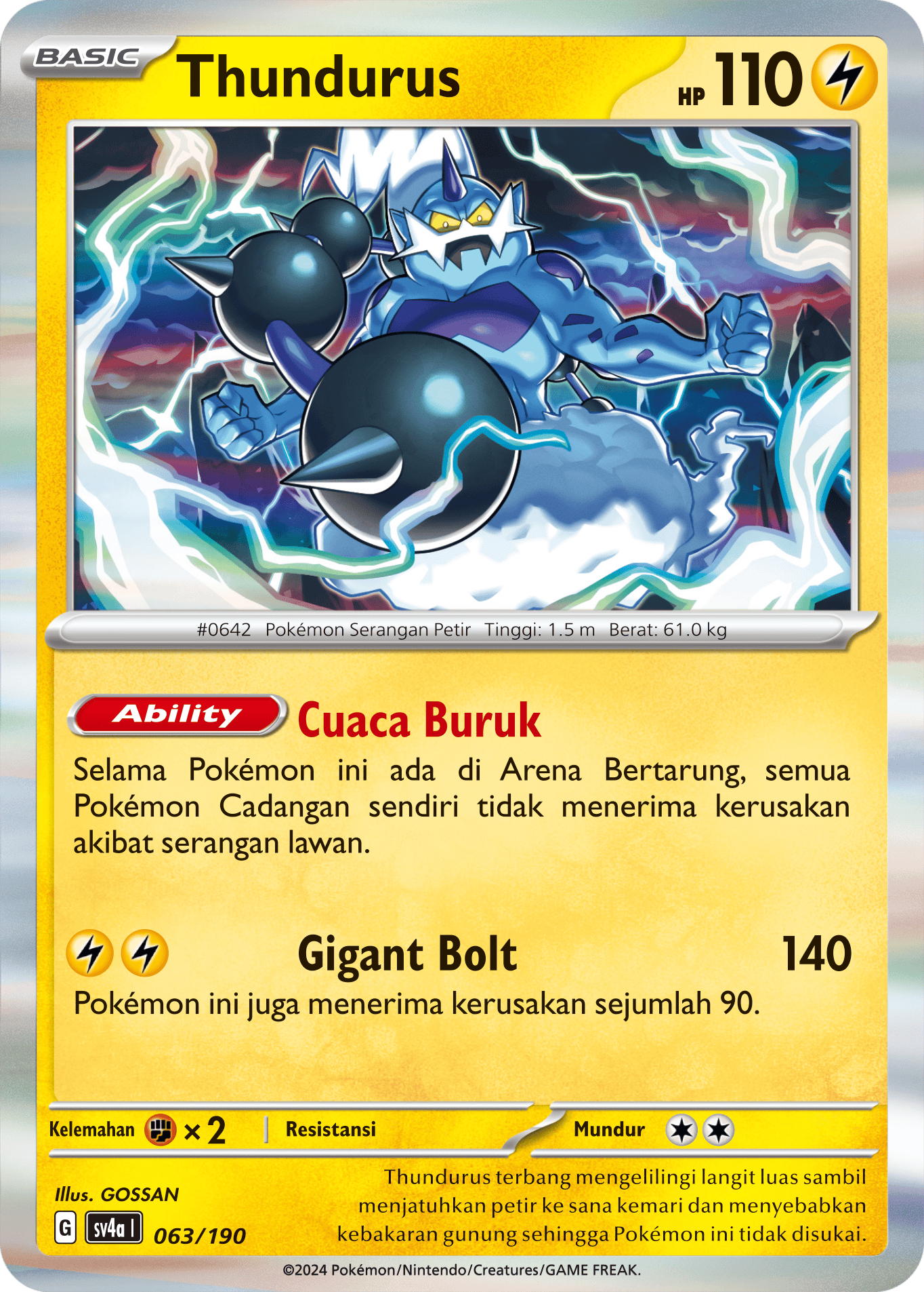 Thundurus 063 — Harta Berkilau ex (Indonesian Pokémon TCG card)