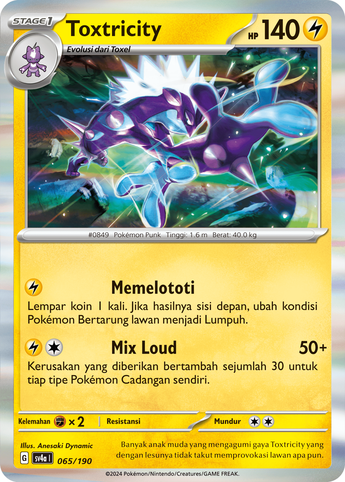 Toxtricity 065 — Harta Berkilau ex (Indonesian Pokémon TCG card)
