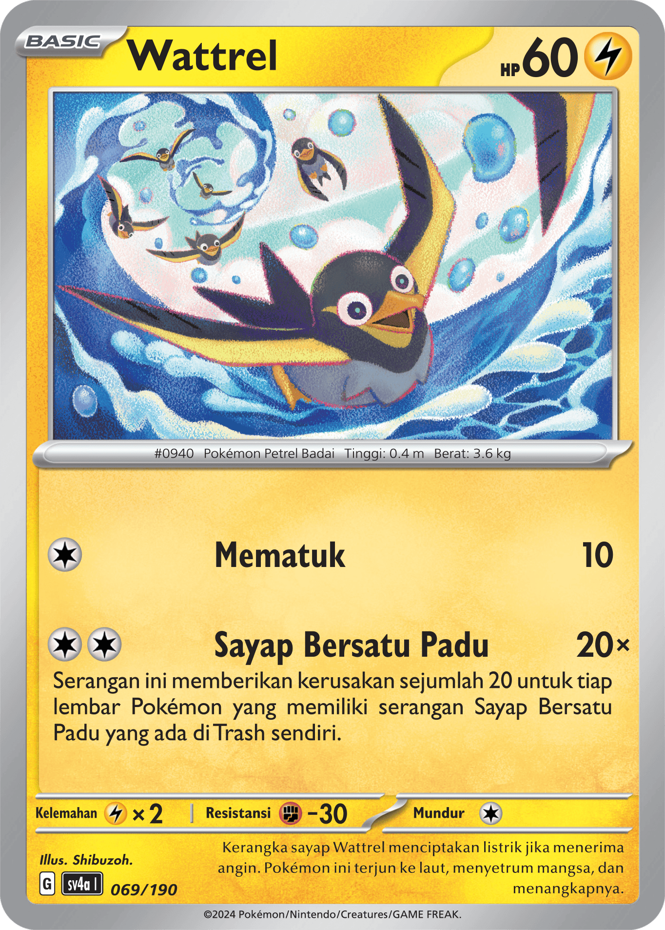 Wattrel 069 — Harta Berkilau ex (Indonesian Pokémon TCG card)