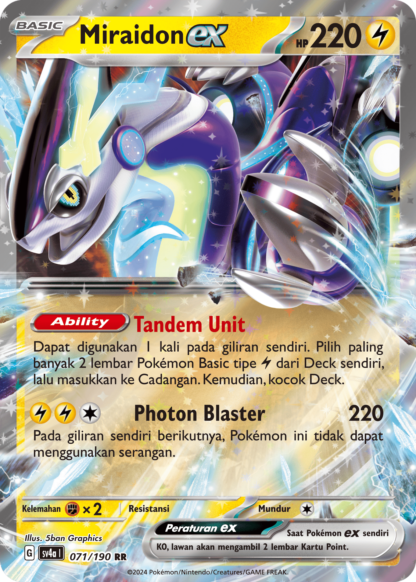 Miraidon ex 071 — Harta Berkilau ex (Indonesian Pokémon TCG card)
