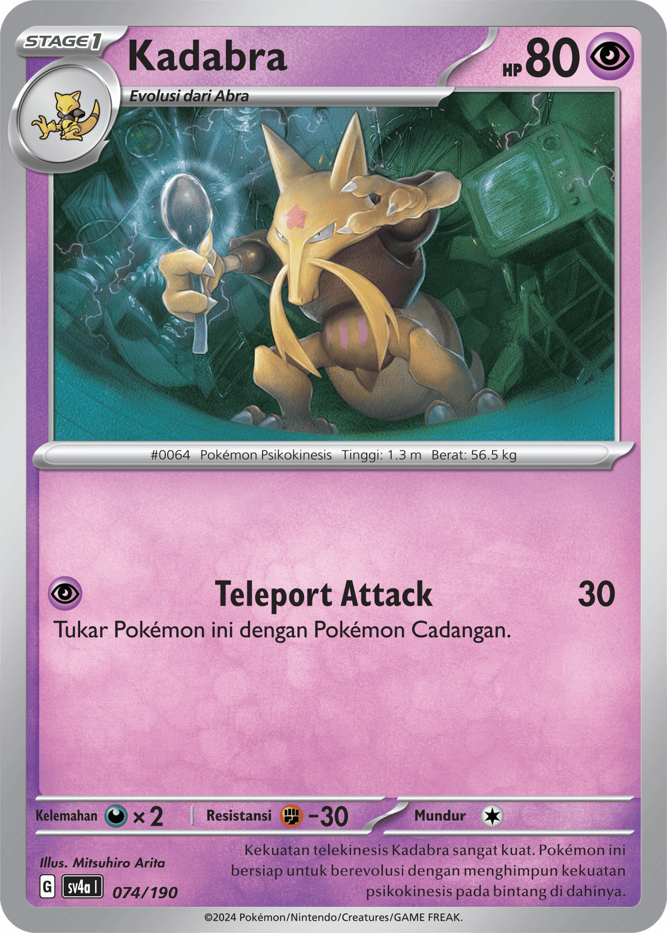 Kadabra 074 — Harta Berkilau ex (Indonesian Pokémon TCG card)
