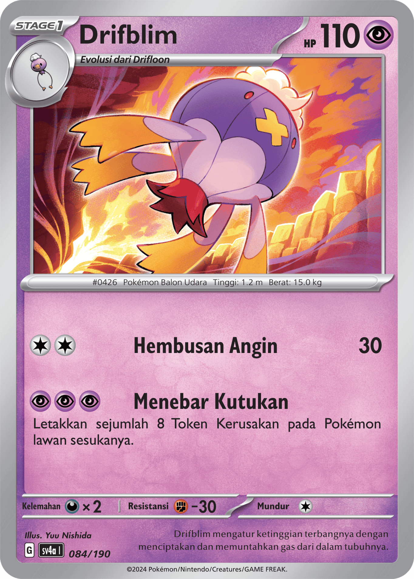 Drifblim 084 — Harta Berkilau ex (Indonesian Pokémon TCG card)