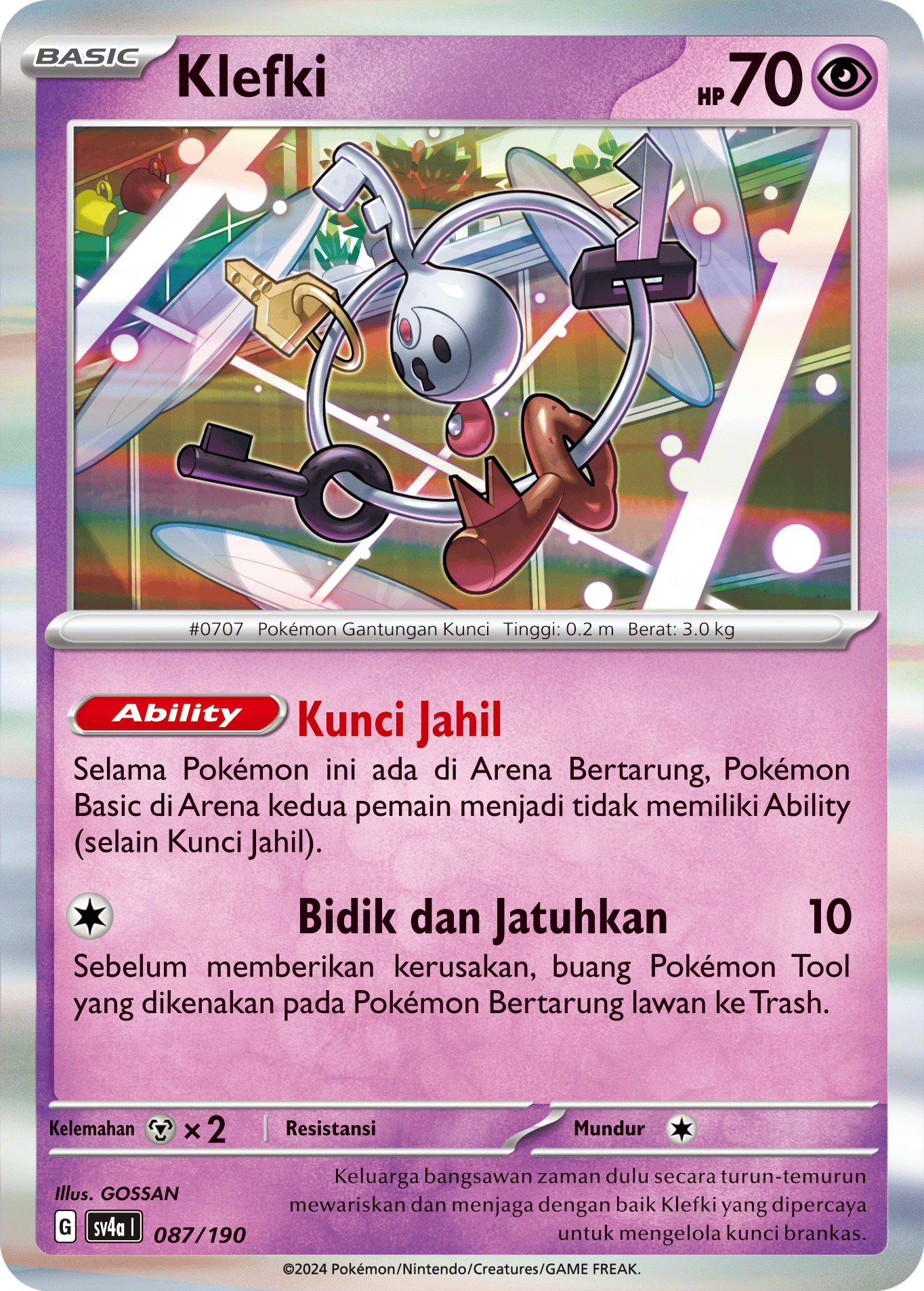 Klefki 087 — Harta Berkilau ex (Indonesian Pokémon TCG card)