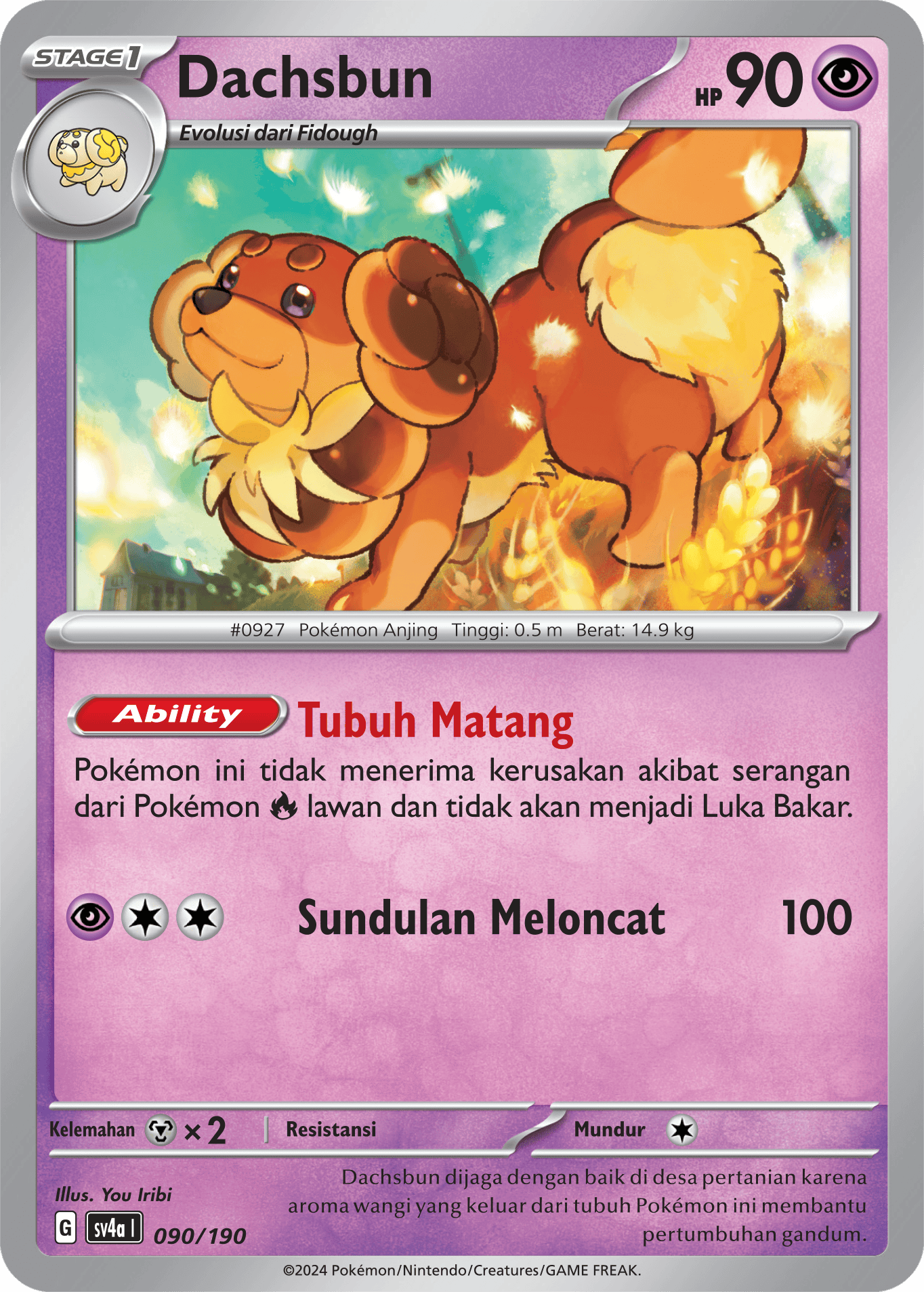 Dachsbun 090 — Harta Berkilau ex (Indonesian Pokémon TCG card)