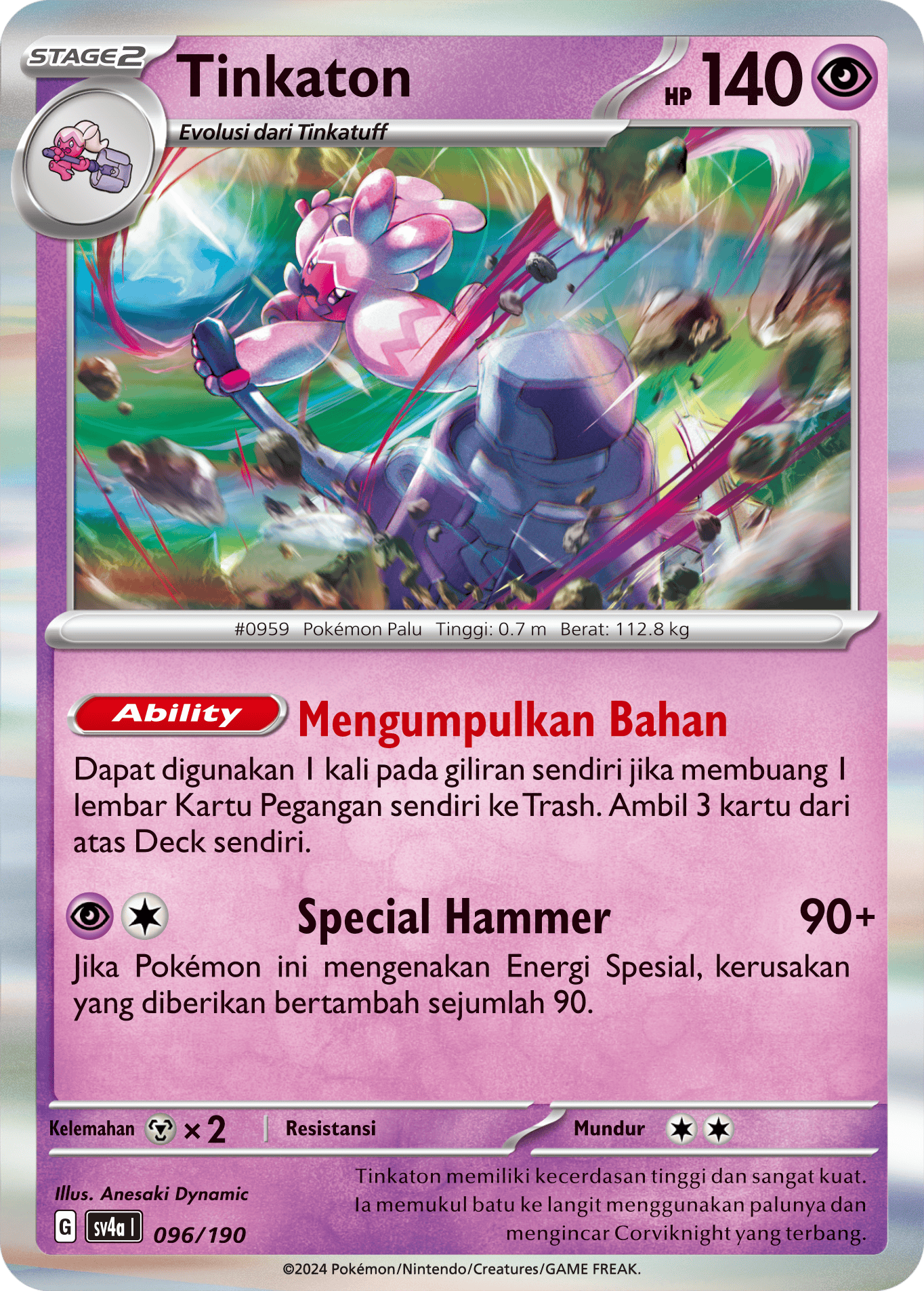 Tinkaton 096 — Harta Berkilau ex (Indonesian Pokémon TCG card)