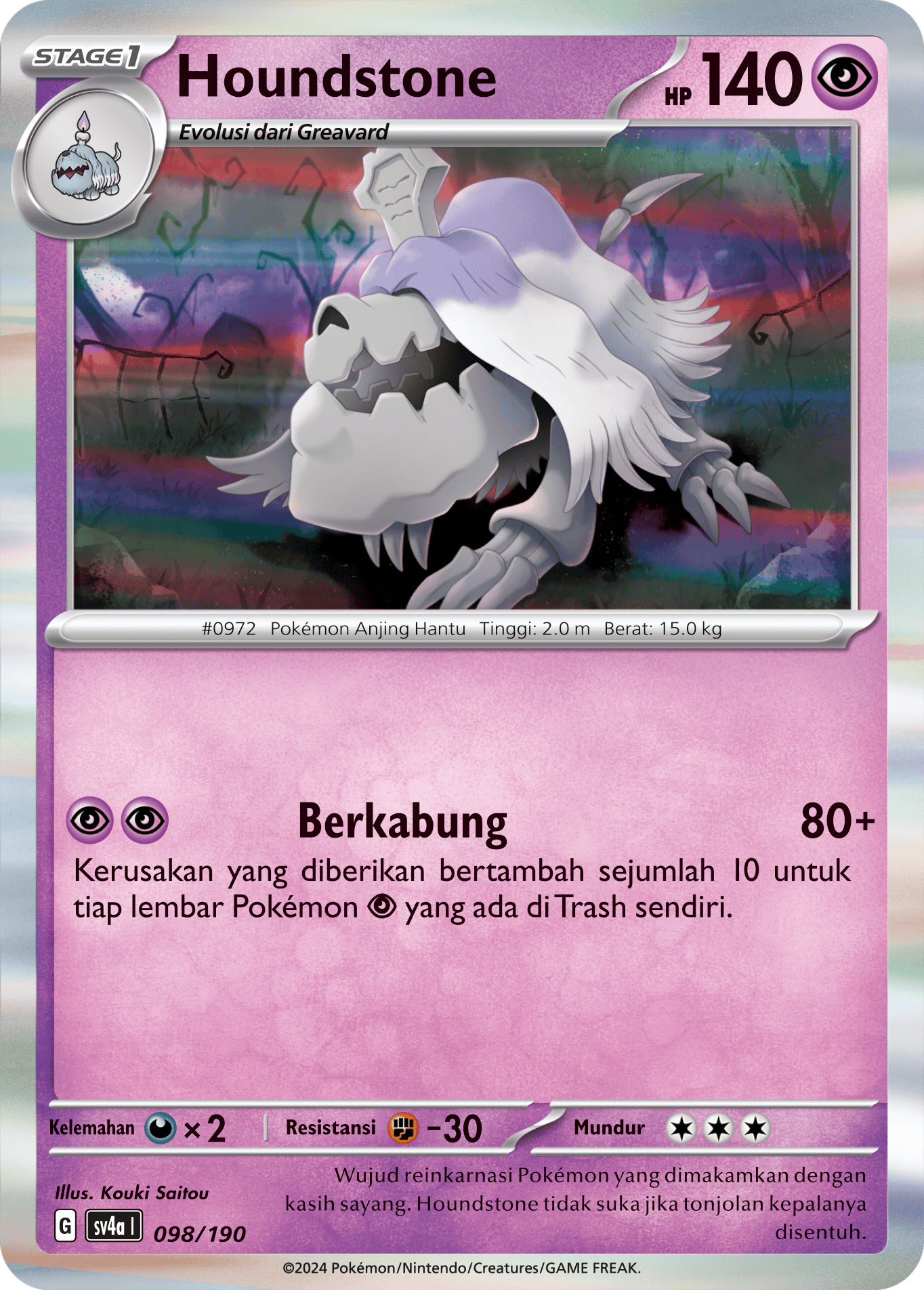 Houndstone 098 — Harta Berkilau ex (Indonesian Pokémon TCG card)