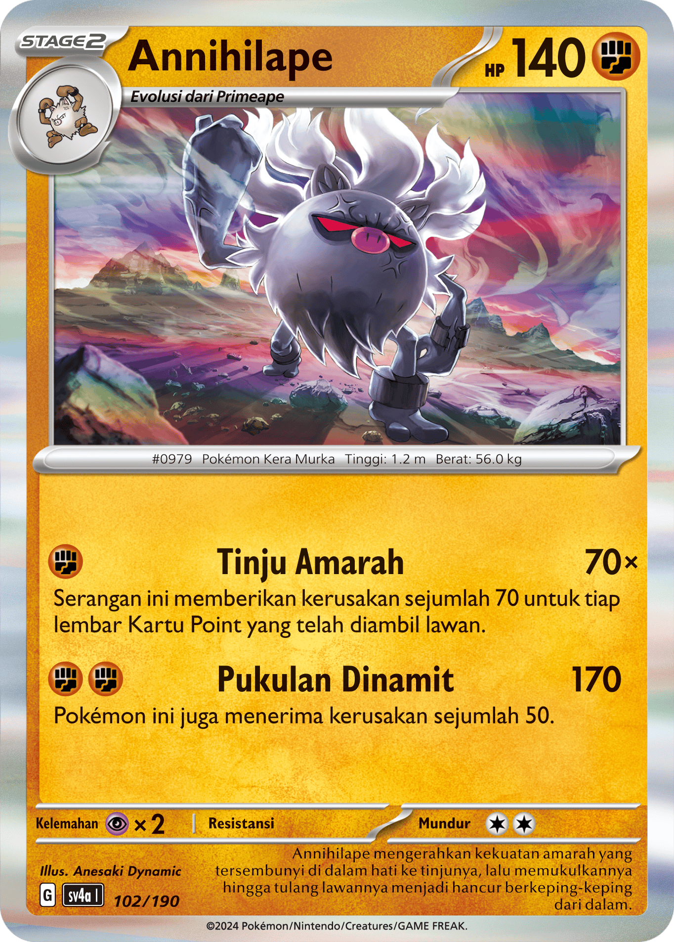Annihilape 102 — Harta Berkilau ex (Indonesian Pokémon TCG card)