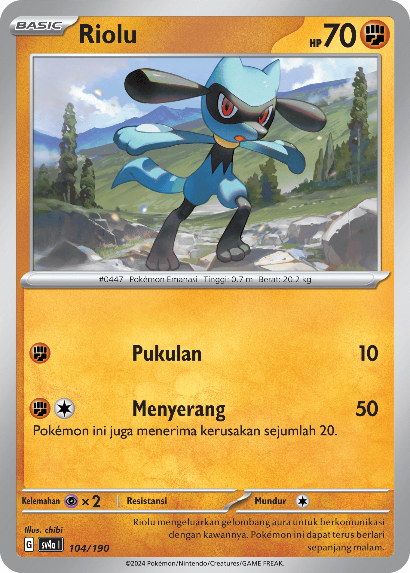 Riolu 104 — Harta Berkilau ex (Indonesian Pokémon TCG card)