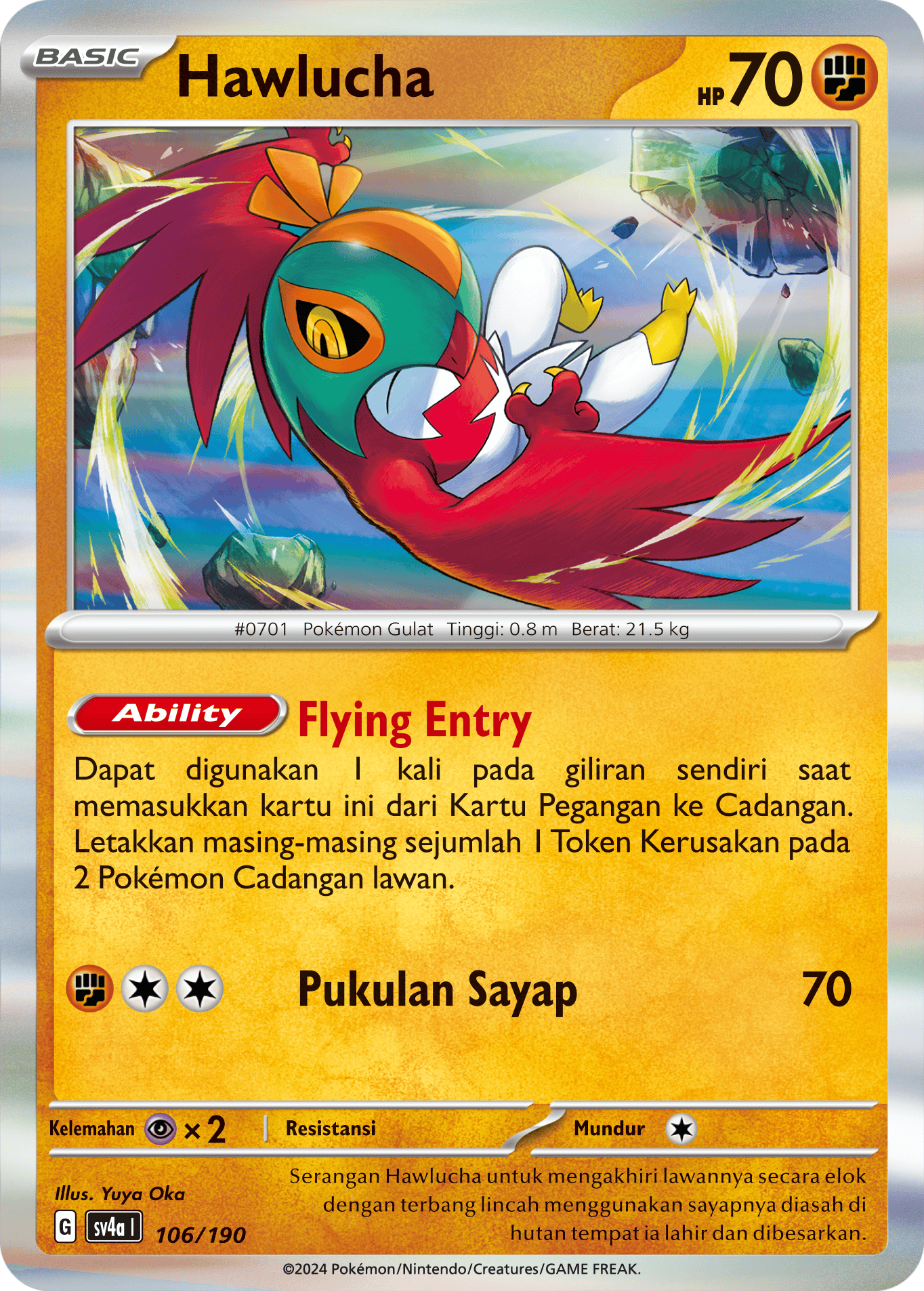 Hawlucha 106 — Harta Berkilau ex (Indonesian Pokémon TCG card)
