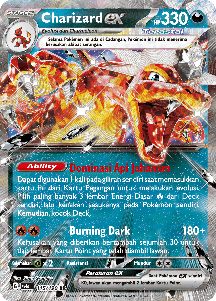 Charizard ex 115 — Harta Berkilau ex (Indonesian Pokémon TCG card)