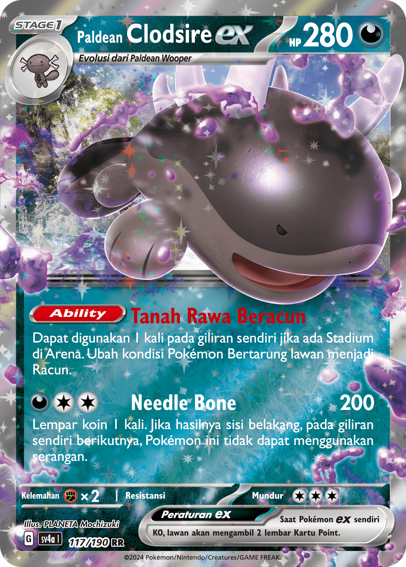 Paldean Clodsire ex 117 — Harta Berkilau ex (Indonesian Pokémon TCG card)