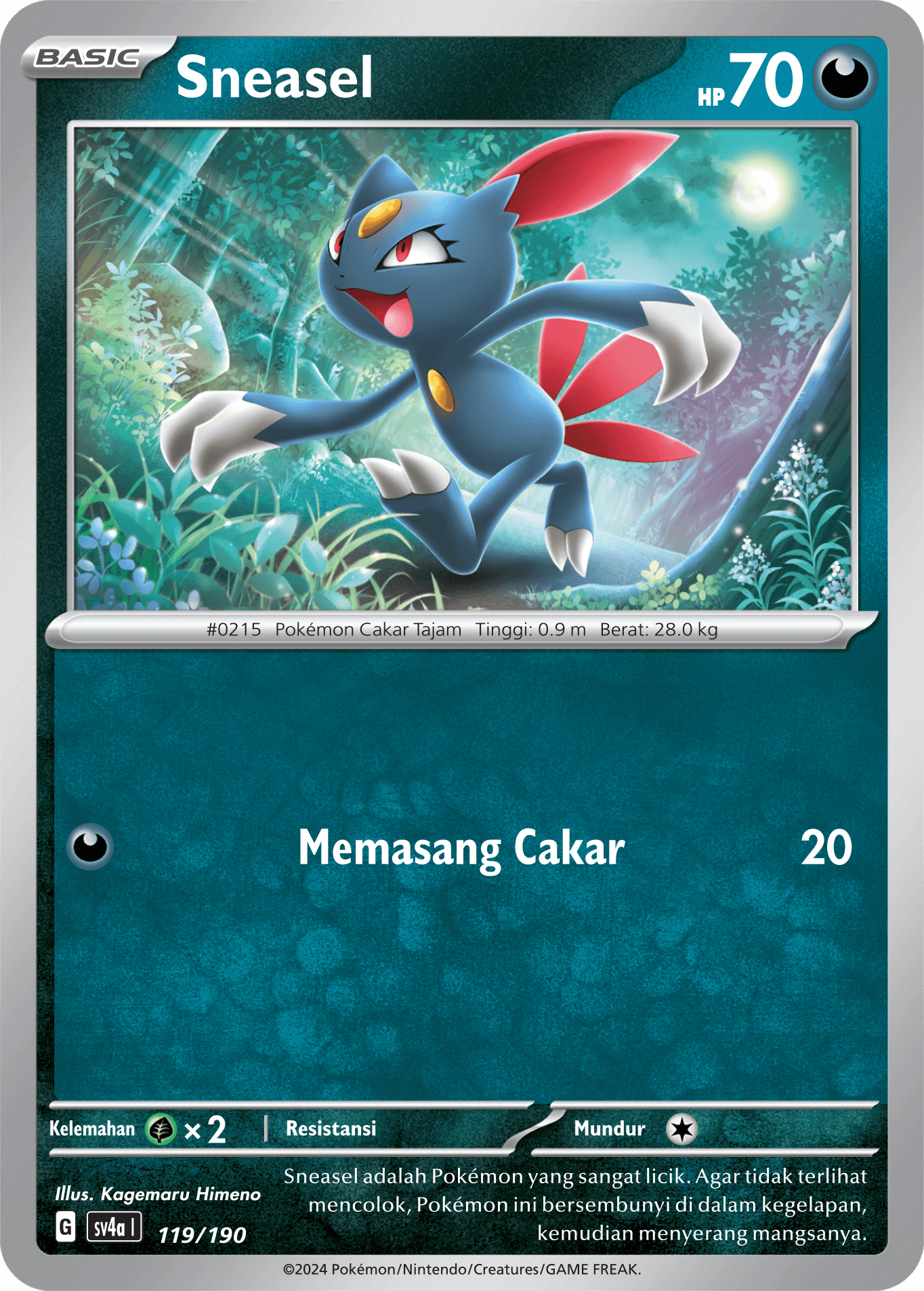 Sneasel 119 — Harta Berkilau ex (Indonesian Pokémon TCG card)