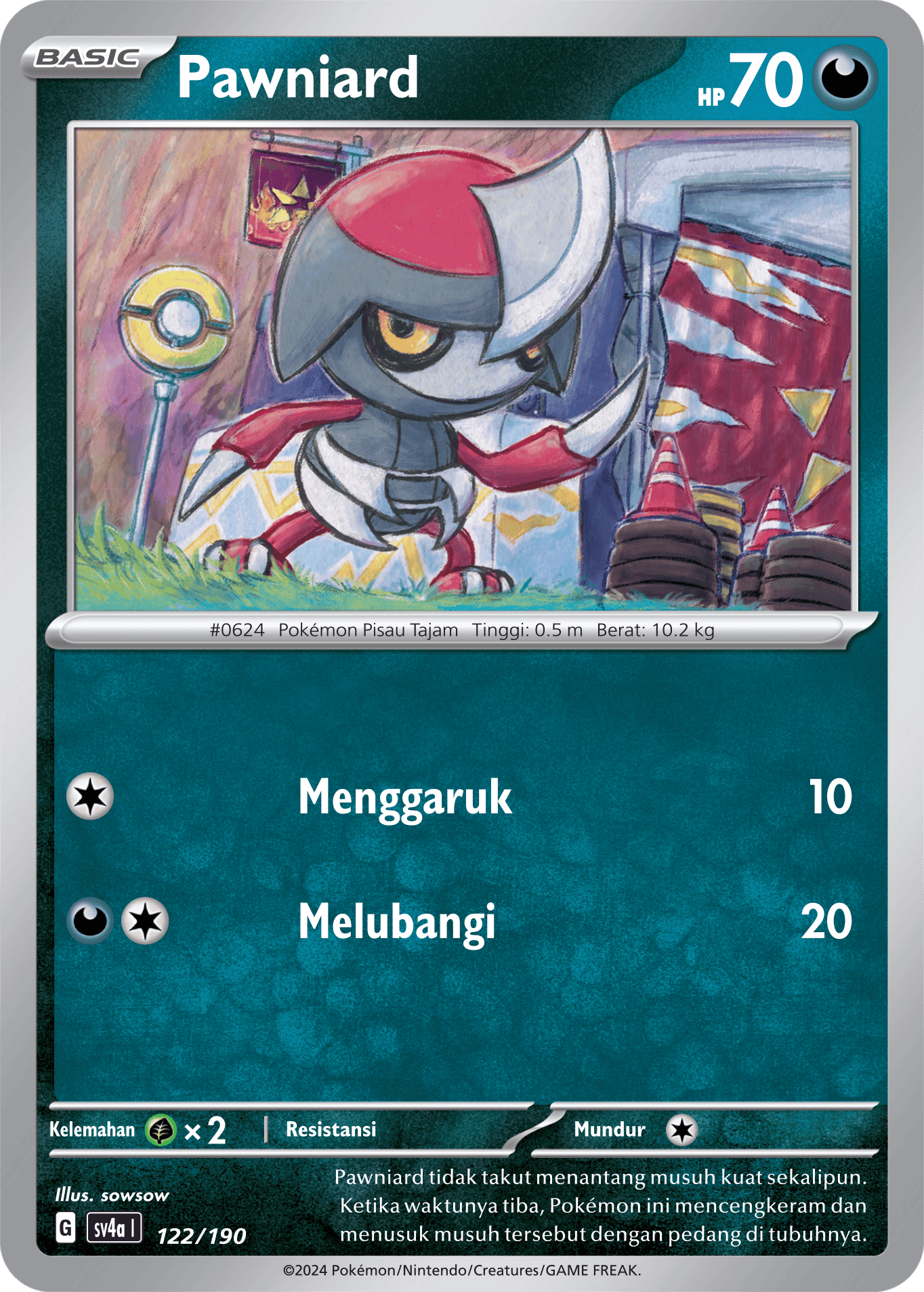 Pawniard 122 — Harta Berkilau ex (Indonesian Pokémon TCG card)