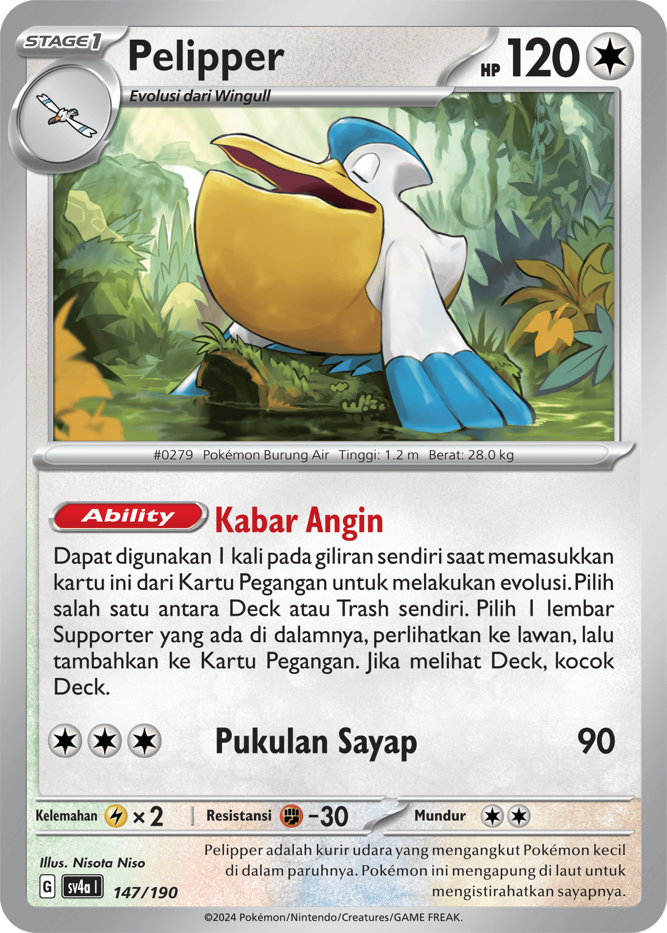 Pelipper 147 — Harta Berkilau ex (Indonesian Pokémon TCG card)