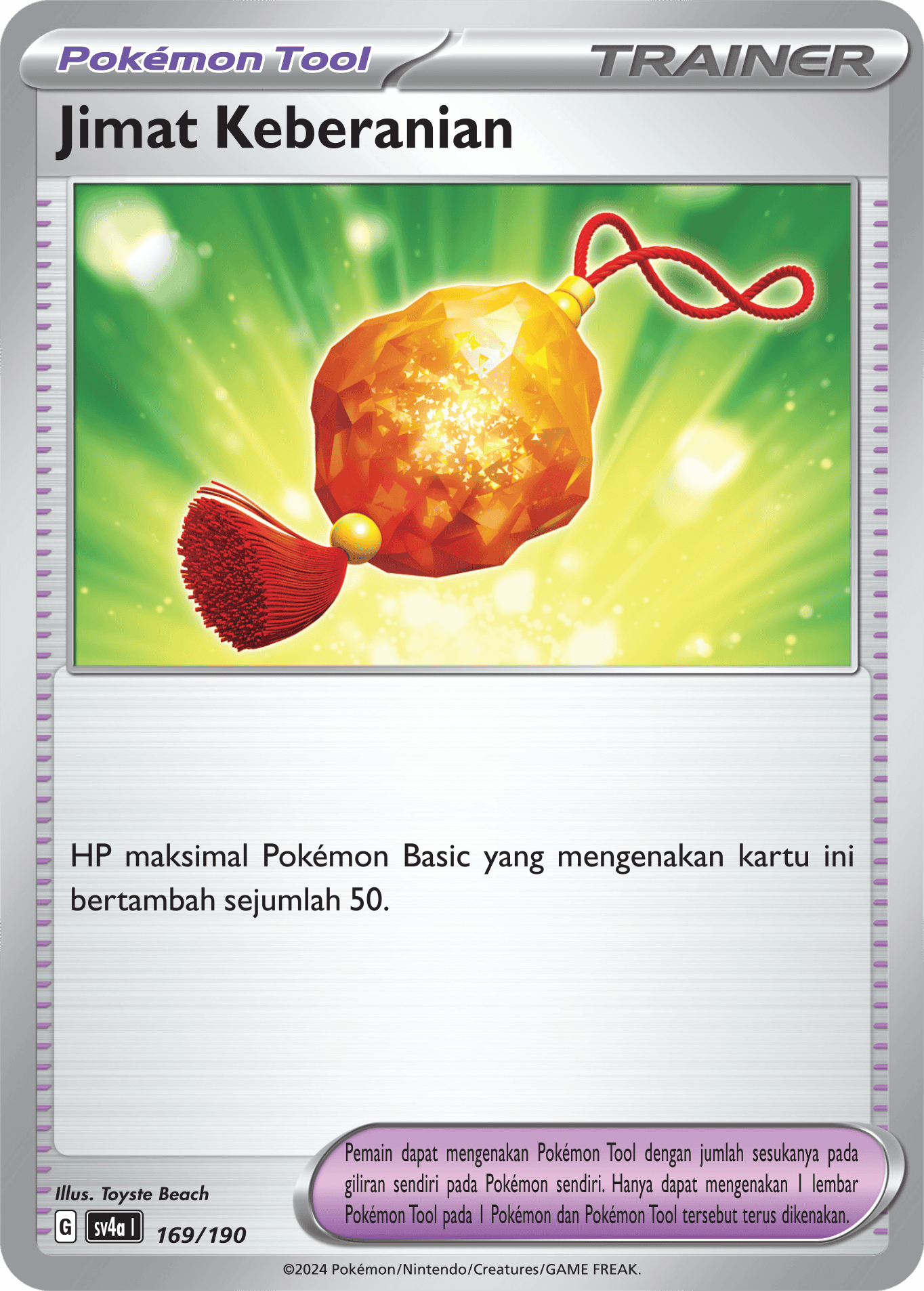Jimat Keberanian[Pokémon Tool] 169 — Harta Berkilau ex (Indonesian Pokémon TCG card)