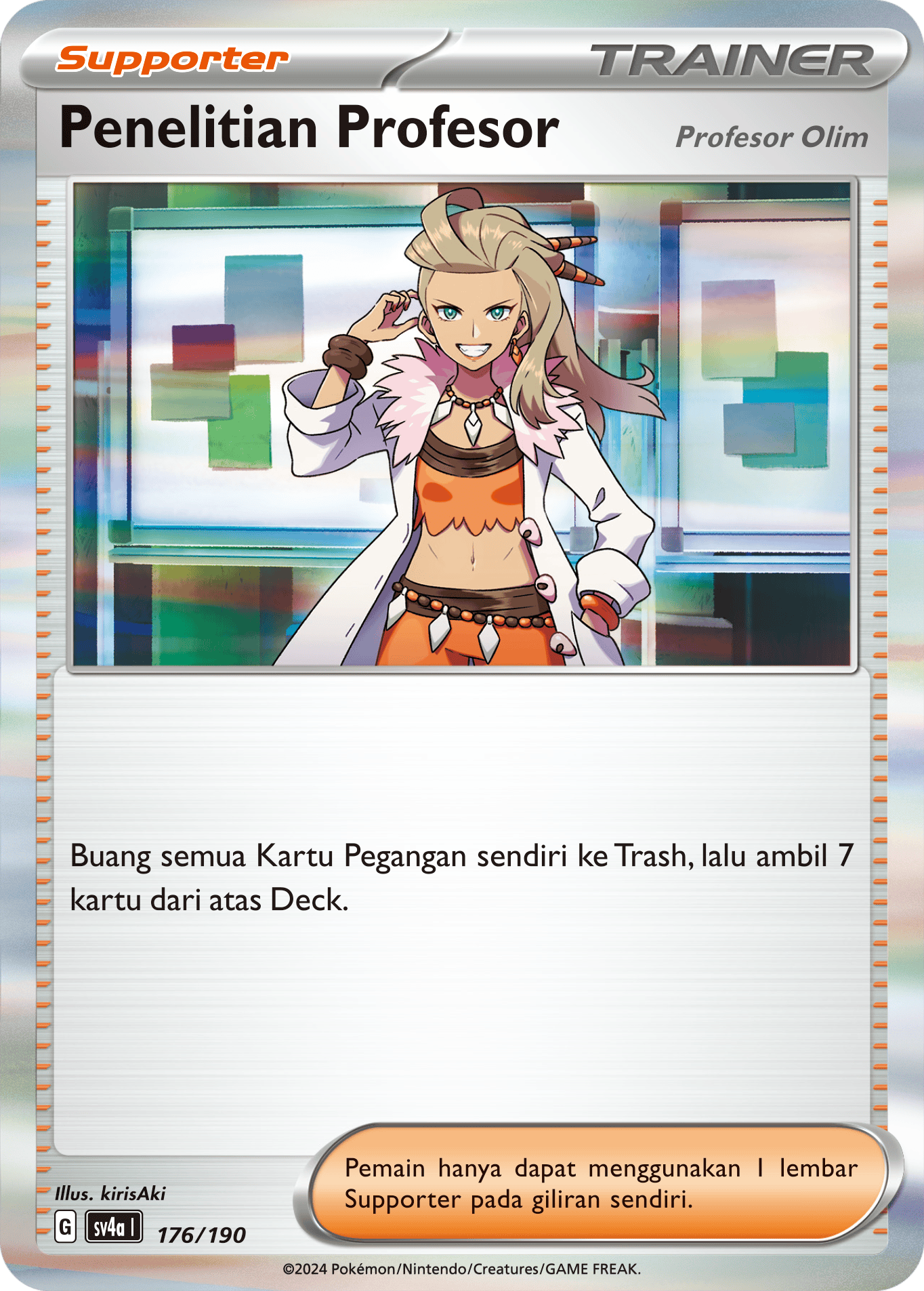 Penelitian Profesor (Profesor Olim)[Supporter] 176 — Harta Berkilau ex (Indonesian Pokémon TCG card)