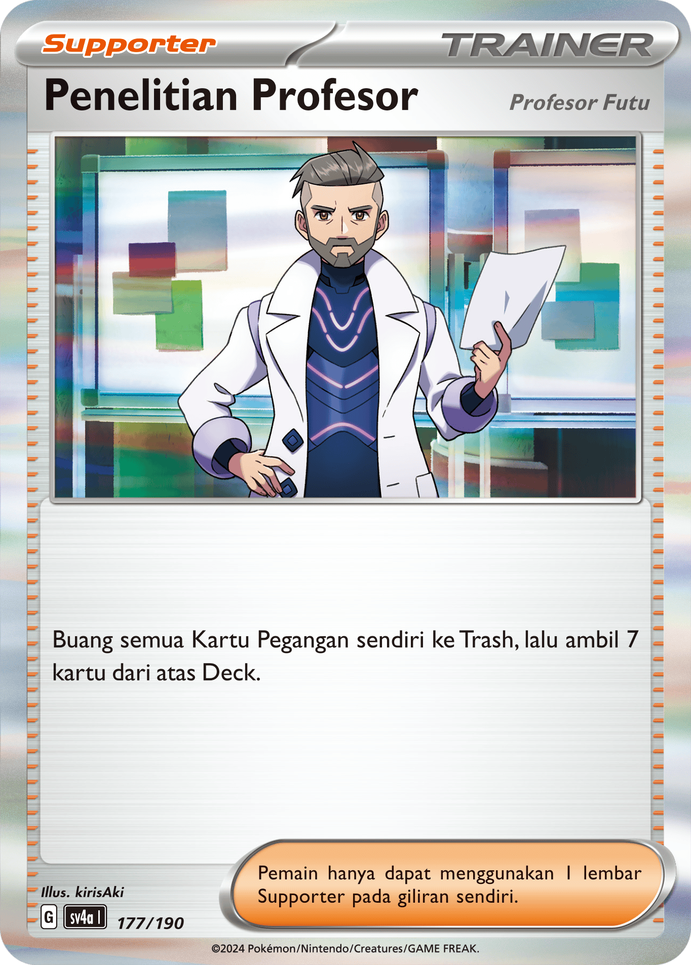 Penelitian Profesor (Profesor Futu)[Supporter] 177 — Harta Berkilau ex (Indonesian Pokémon TCG card)