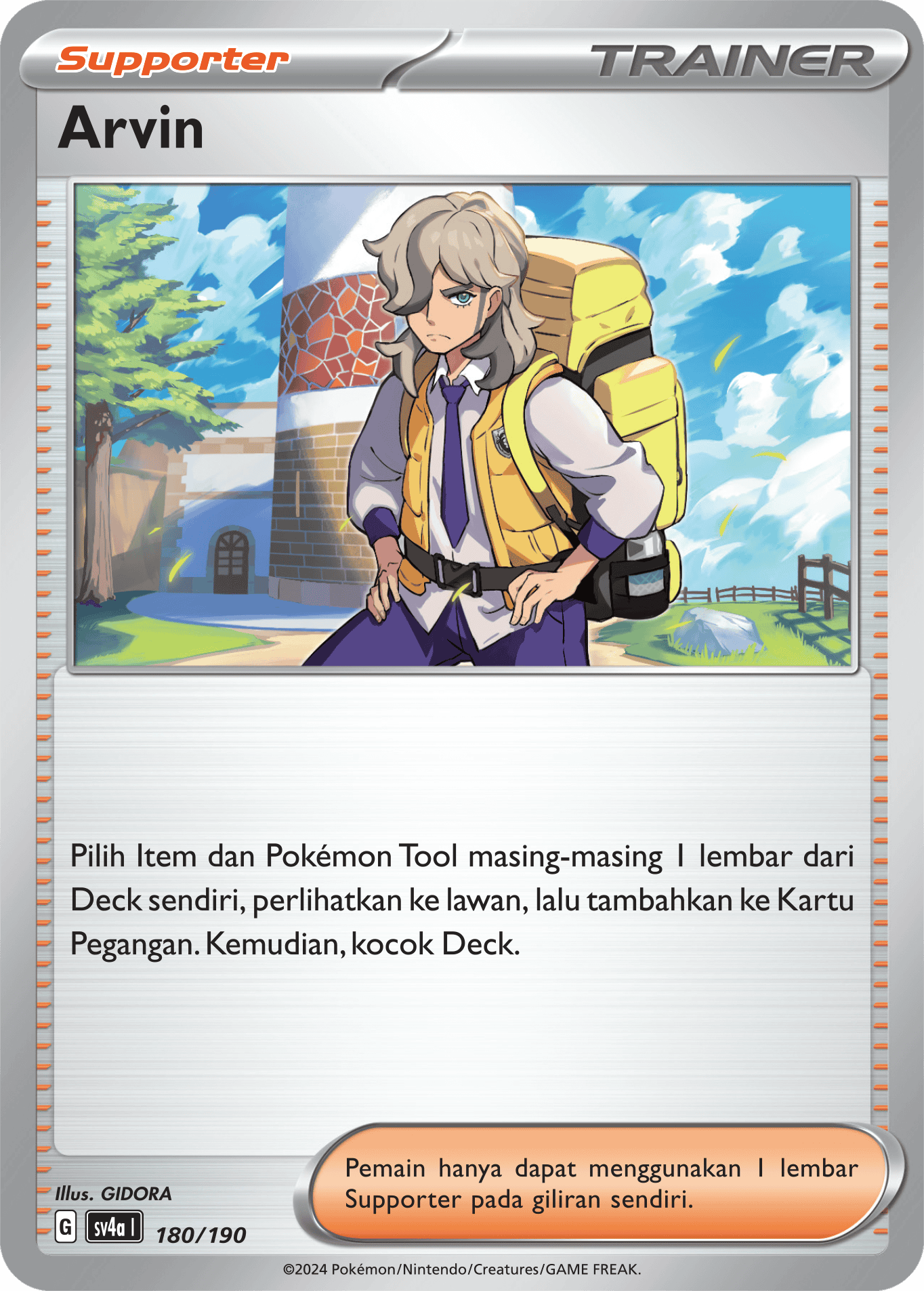 Arvin 180 — Harta Berkilau ex (Indonesian Pokémon TCG card)