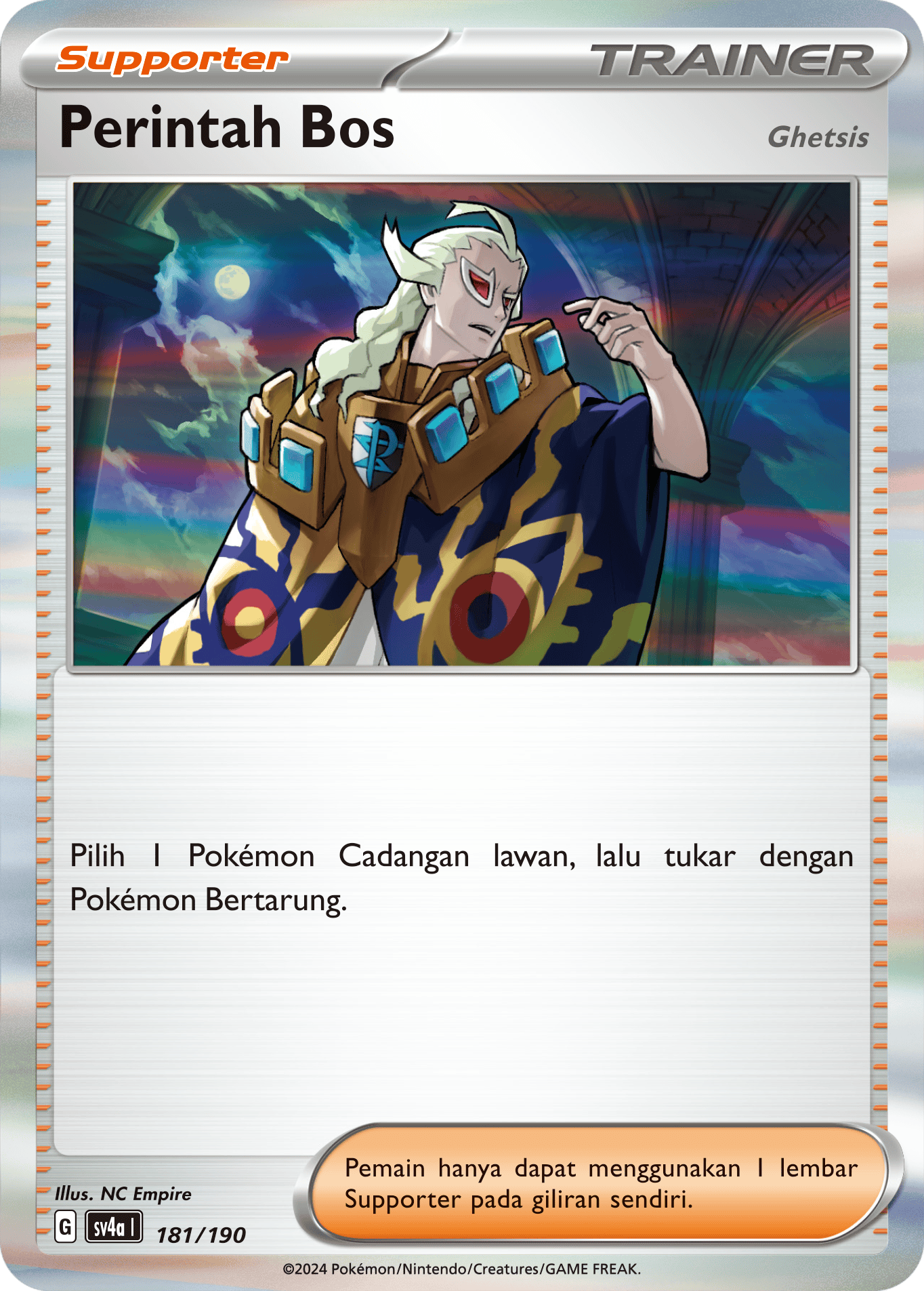 Perintah Bos (Ghetsis)[Supporter] 181 — Harta Berkilau ex (Indonesian Pokémon TCG card)