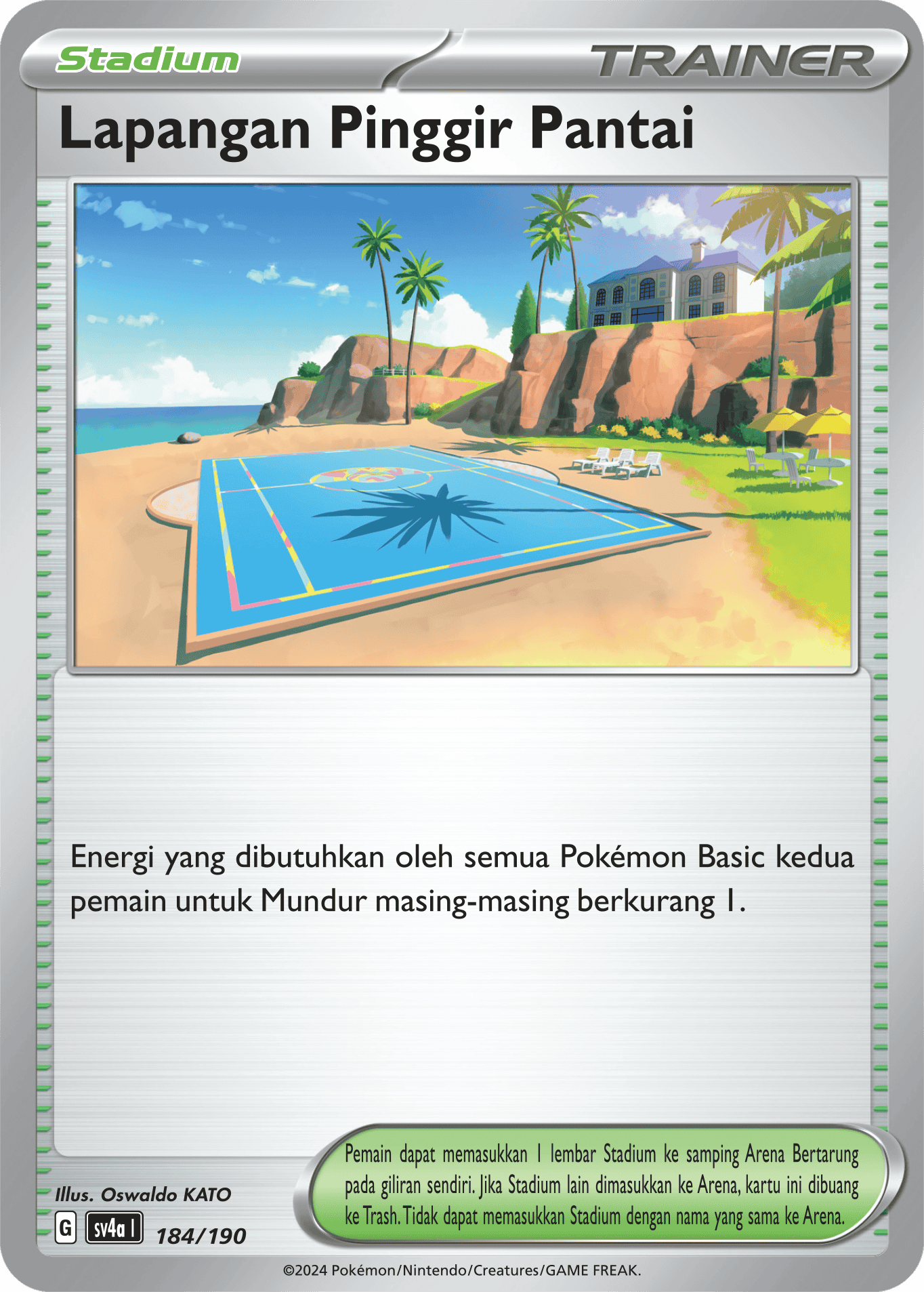 Lapangan Pinggir Pantai[Stadium] 184 — Harta Berkilau ex (Indonesian Pokémon TCG card)