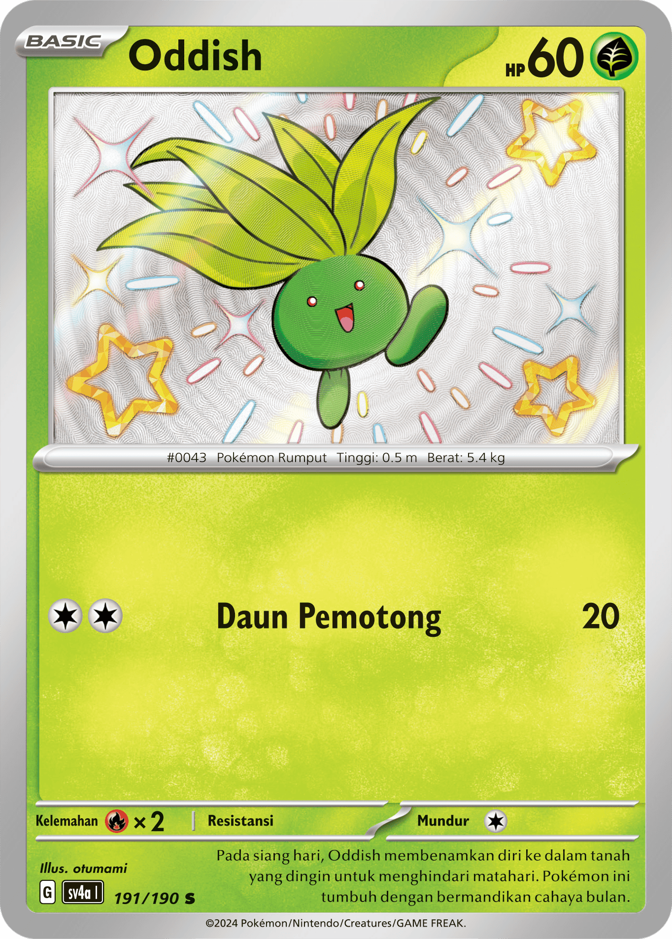 Oddish 191 — Harta Berkilau ex (Indonesian Pokémon TCG card)