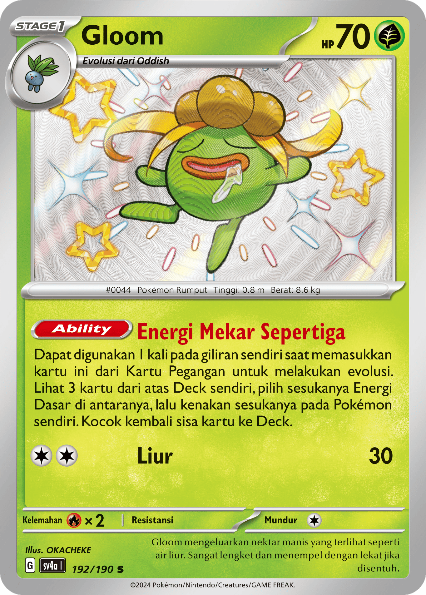 Gloom 192 — Harta Berkilau ex (Indonesian Pokémon TCG card)